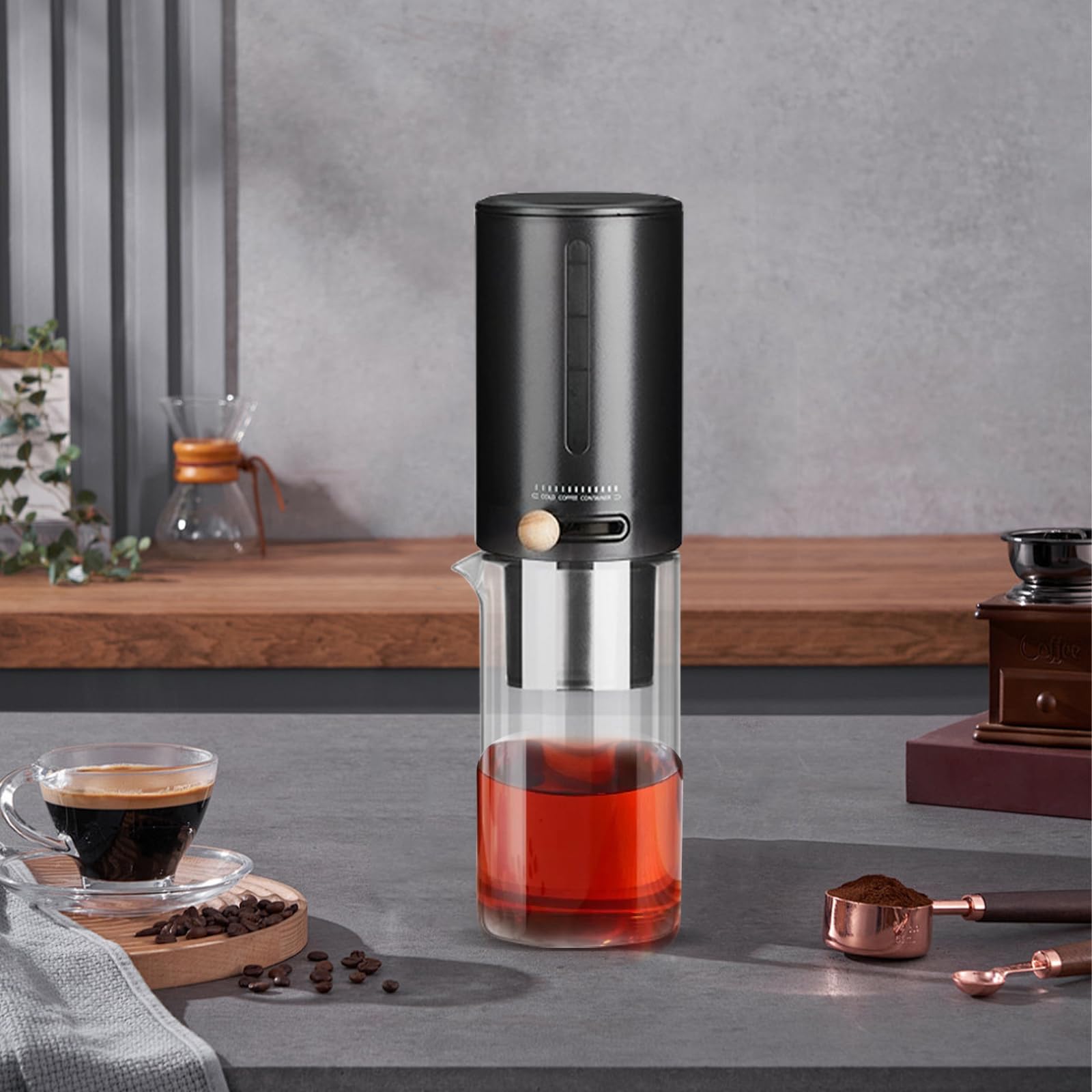 Cold Brew Coffee Maker, macchine da caffè per caffè Cold Brew Coffee e tè freddo, macchine da caffè gocciolante, velocità di estrazione a freddo regolabile, viene fornito con 100 carta