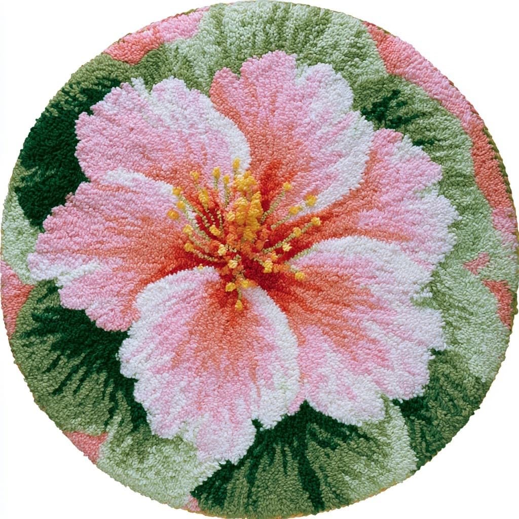 AMBATTERY Latch Hook Rug Kit Latch Hook Kits for Beginners,Pink Flowers
