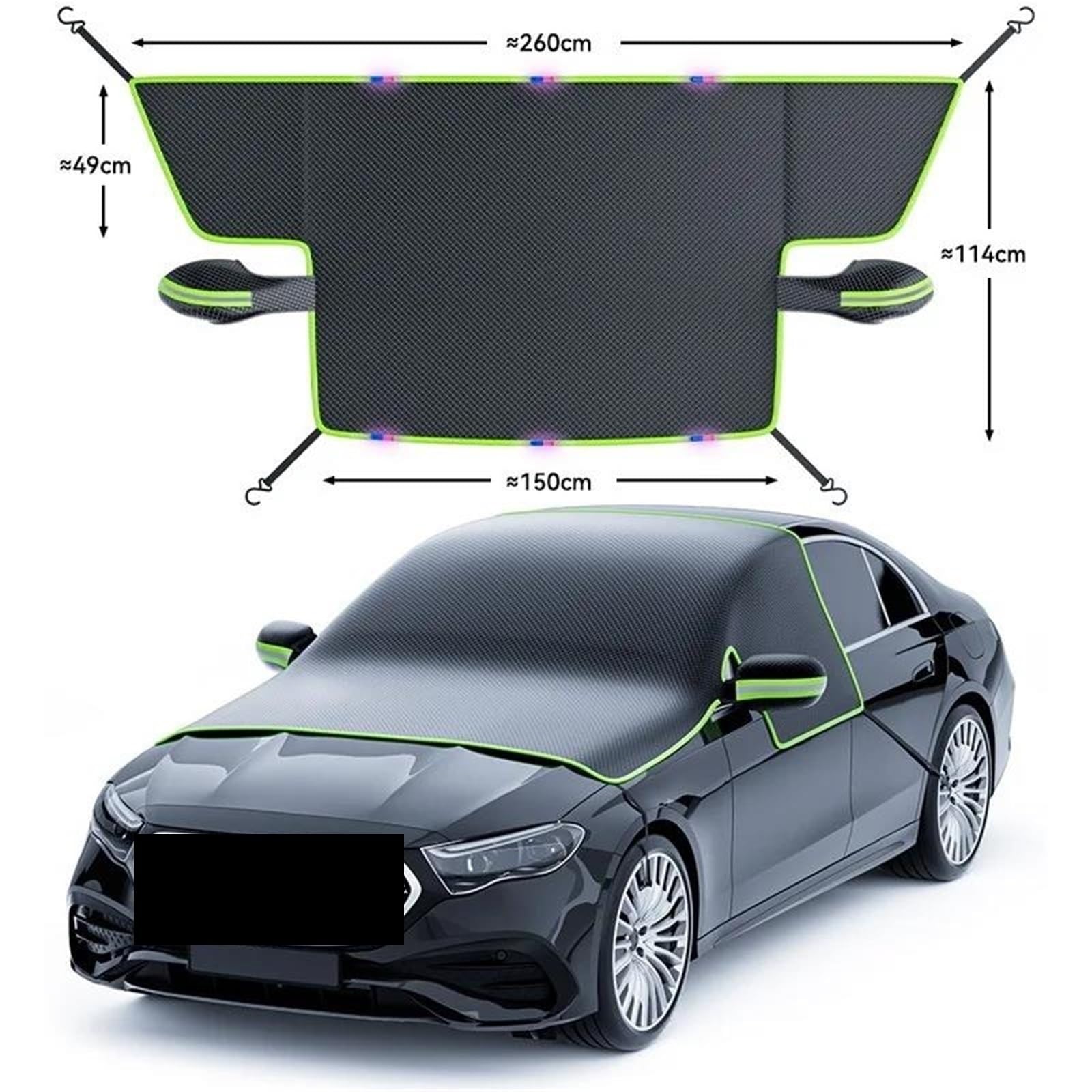 Couverture De Neige De Voiture, Couverture Antigel De Pare-Brise, Anti-Neige, Demi-Couverture d'hiver, Vêtements De Voiture Pare Brise Hiver pour Voiture Contre(Green)
