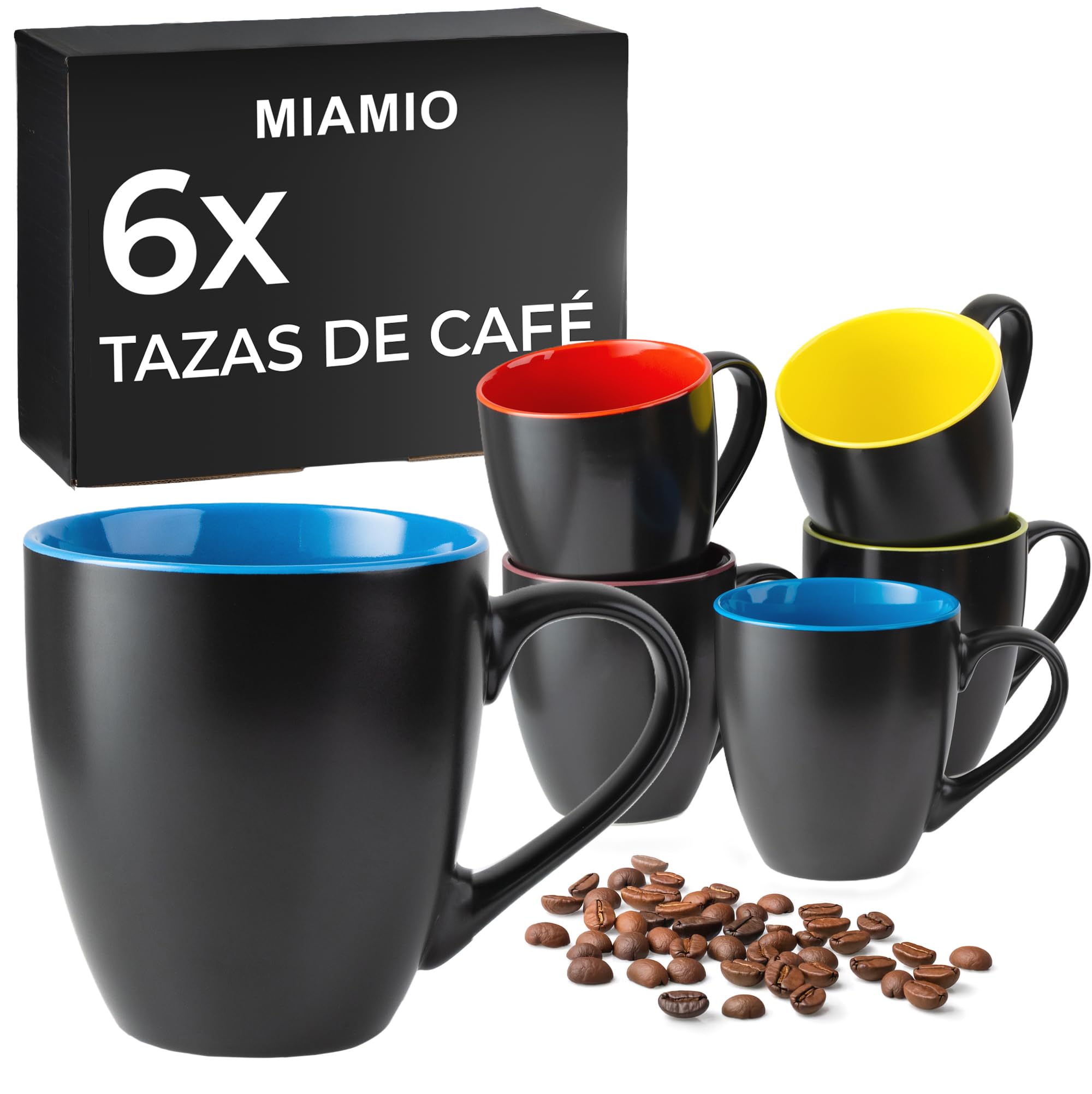MIAMIO - 6 x 500ml Juego De Cuencos/Tazones Exterior Negro Interior De Color - Le Papillon Colección (Multicolor) — view 16