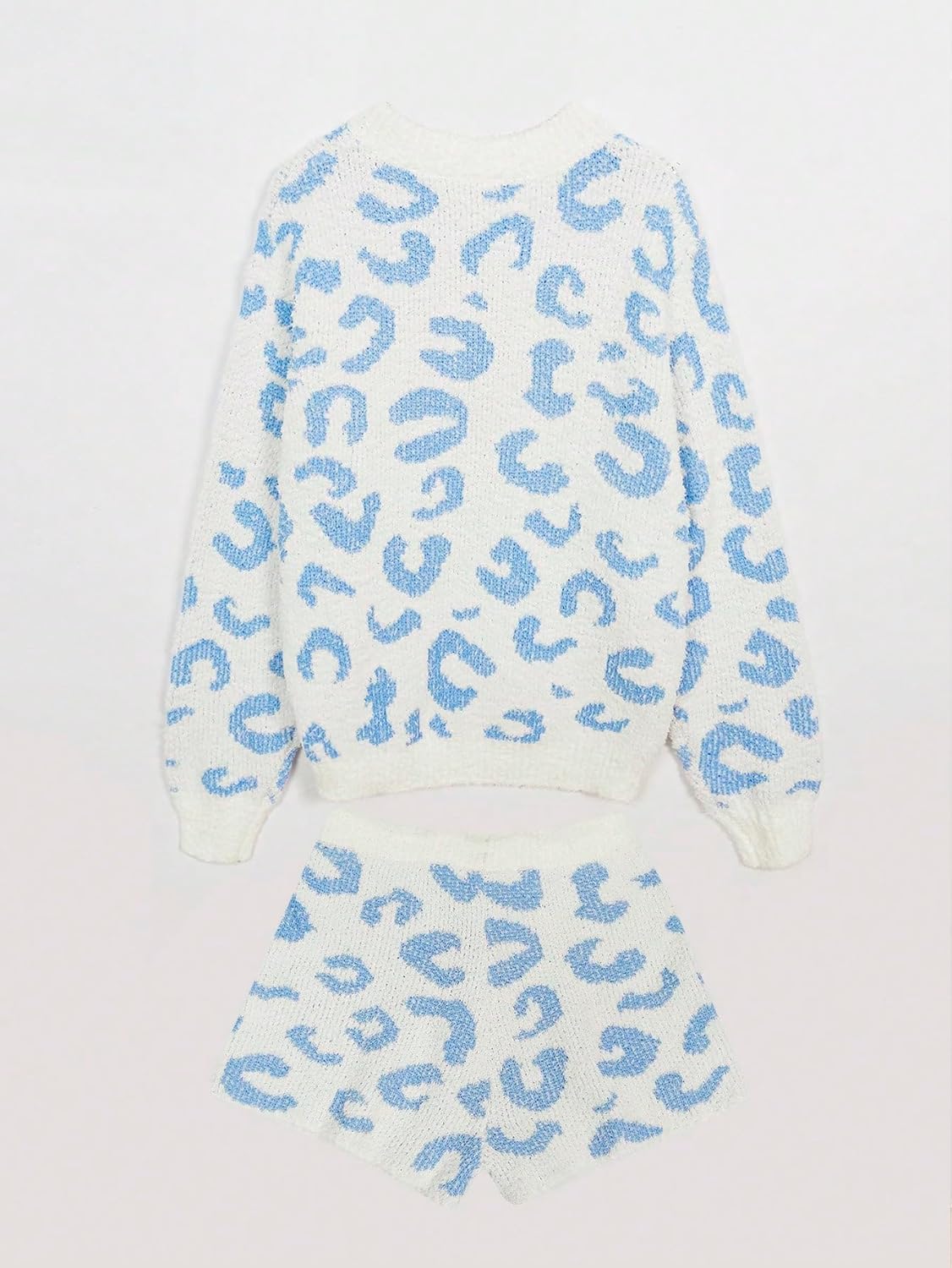 Womens Leopard Fleece Loungewear Pajama Sets Winter 2025 Casual Soft Fuzzy Pajamas Shorts 2 Piece Matching Set - Image 3