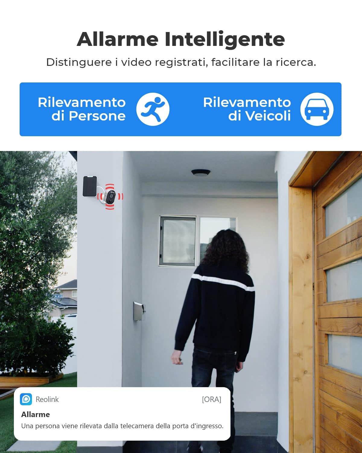 Reolink 2K 5MP Telecamera WiFi da Esterno Senza Fili con Pannello Solare | Batteria, Visione Notturna a Color, Rilevamento di Persona/Veicolo/Animali, 2,4/5GHz Wi-Fi, Audio Bidirezionale, Argus 3 Pro