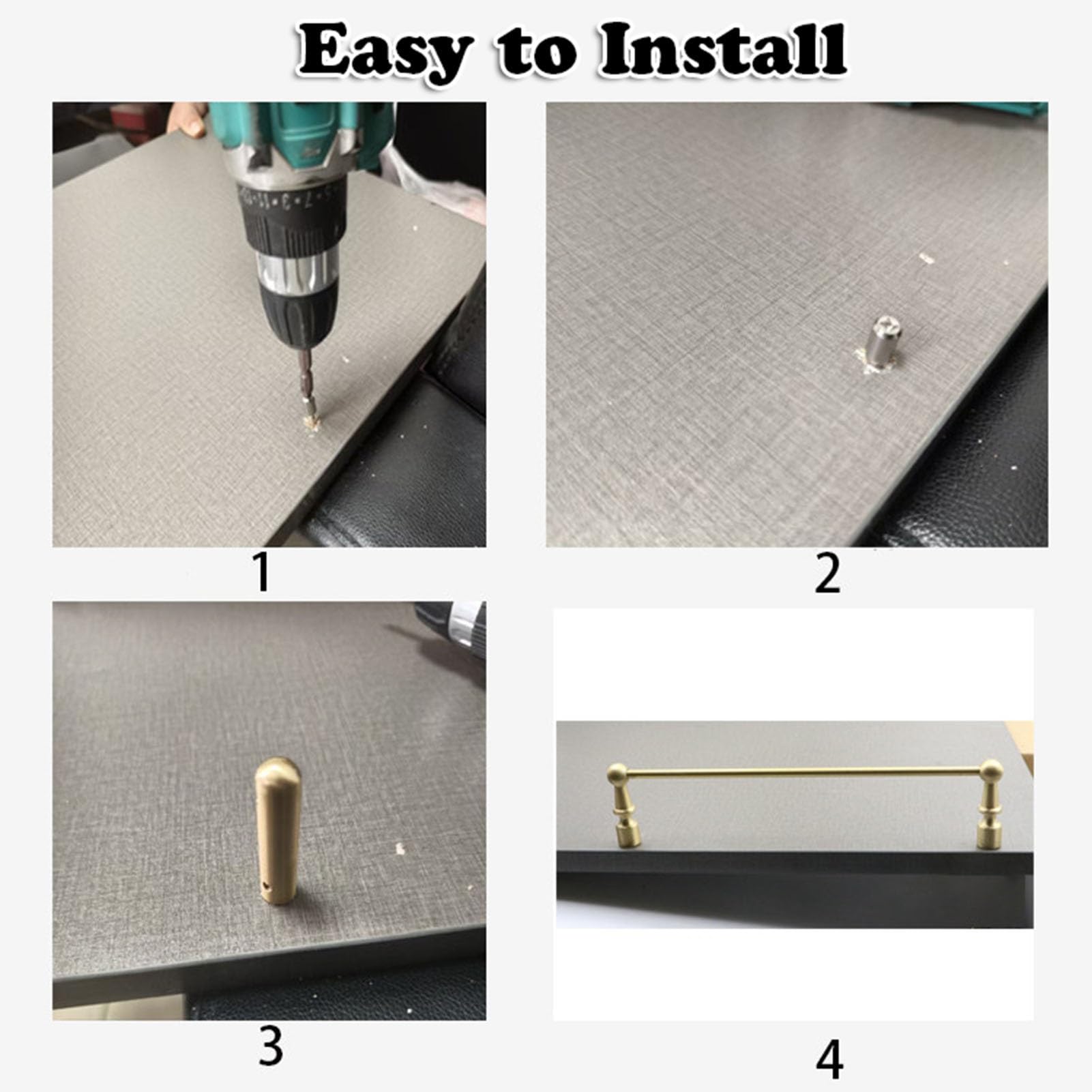 Soportes de estante de latón macizo, ajustables individualmente, con 3 soportes de montaje, varilla de latón de 6 mm, varilla de soporte para librerías, armarios de cocina, despensas, baños y est