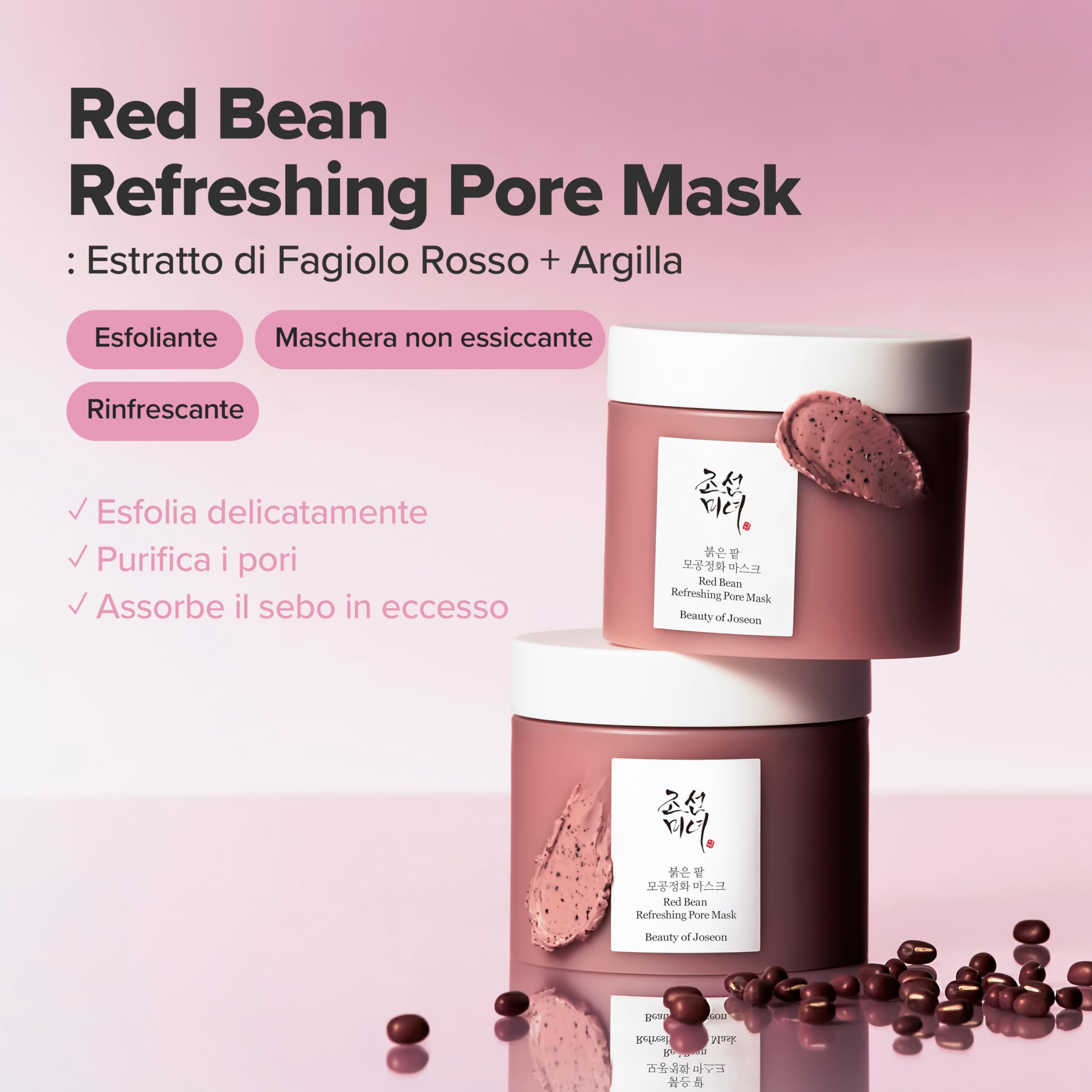 Beauty of Joseon Maschera Rinfrescante Per I Pori Ai Fagioli Rossi, Crema Di Fango, Maschera Idratante, Esfoliante Per La Pulizia Dei Pori,140 Ml, 4,73 Fl.Oz