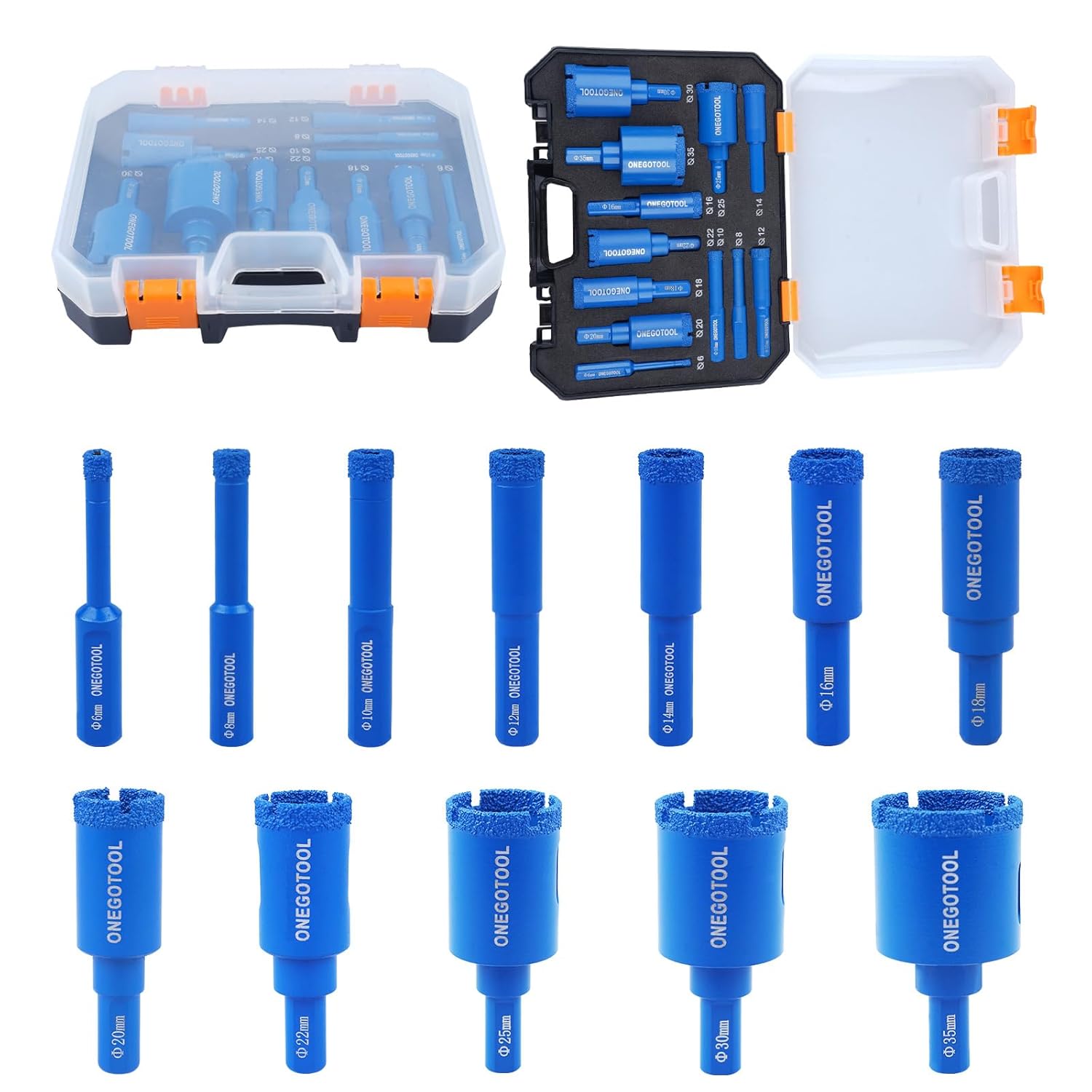 Diamond Hole Saw kit Tile Masonry hex-Shank Drill bits Set for Porcelain Ceramic Concrete Granite Marble (6/8/10/12/14/16/18/20/22/25/30/35)