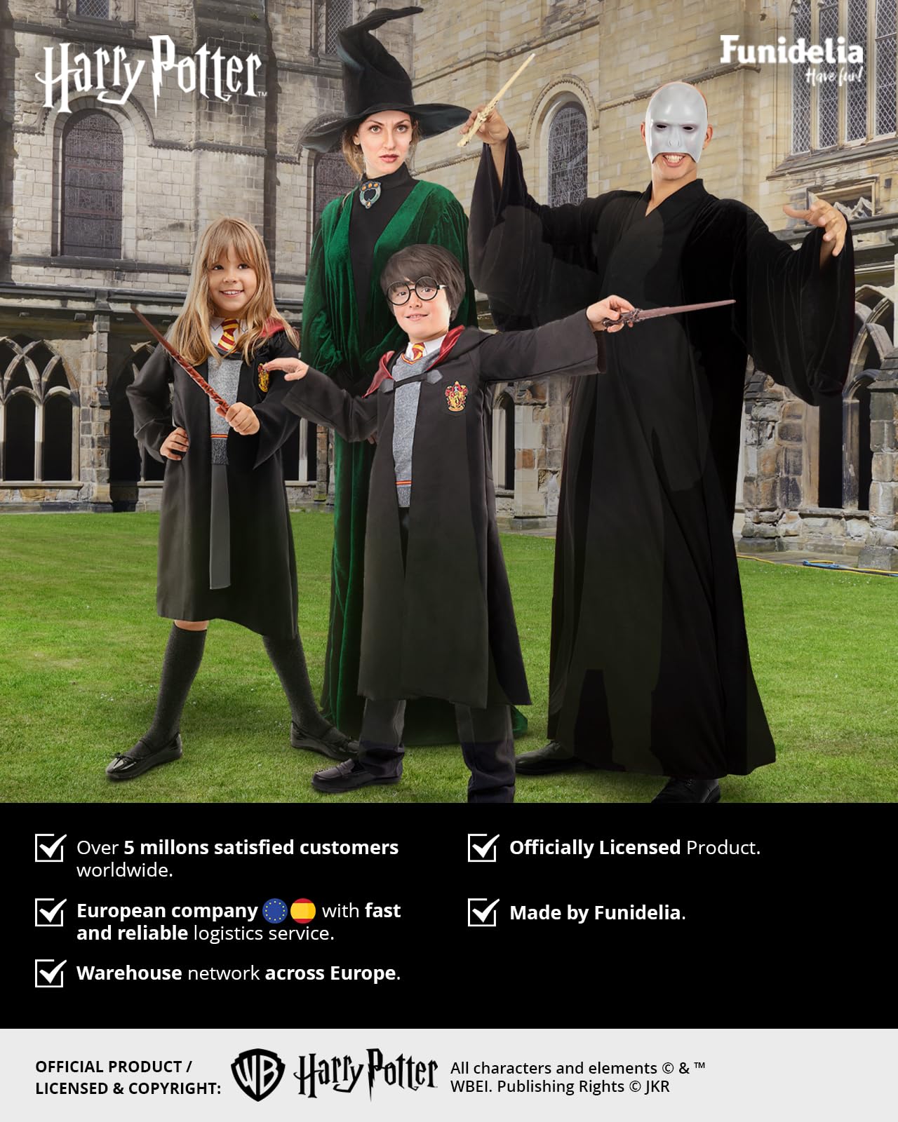 Funidelia | Strój Hermiona Granger Deluxe dla dziewczynek Gryffindor, Czarodzieje, Filmy i seriale, Hogwarts - Strój dla dzieci i zabawne akcesoria na imprezy, karnawał i Halloween - Siwy/Srebrny