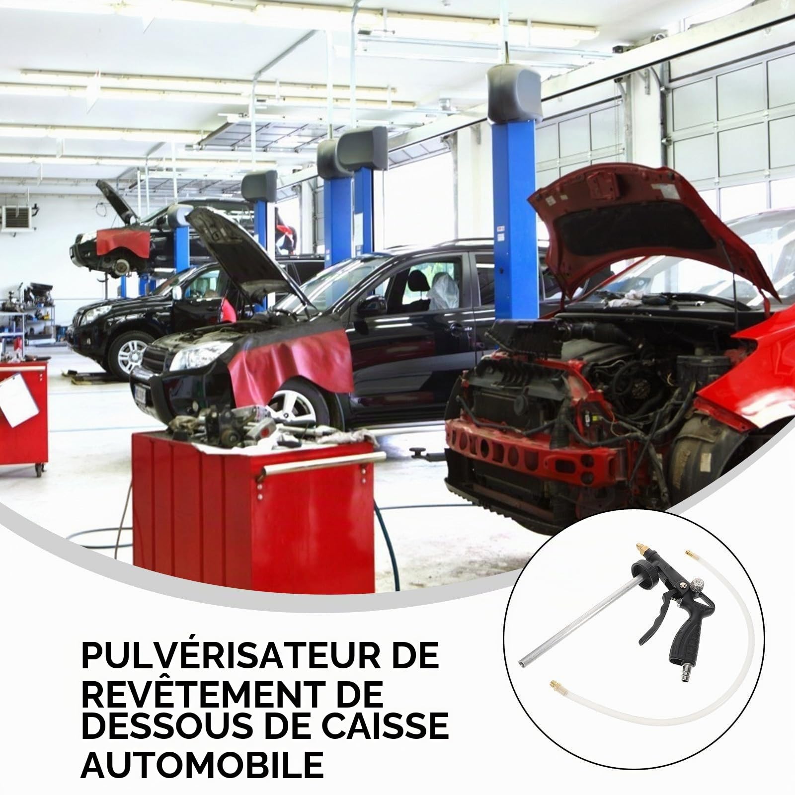 Pistolet de Pulvérisation Anti-Gravillons Noir Do15 Outil Pneumatique pour Soubassement Automobile Pulvérisateur de Revêtement Métal Solide Usage Voiture et Camion Application