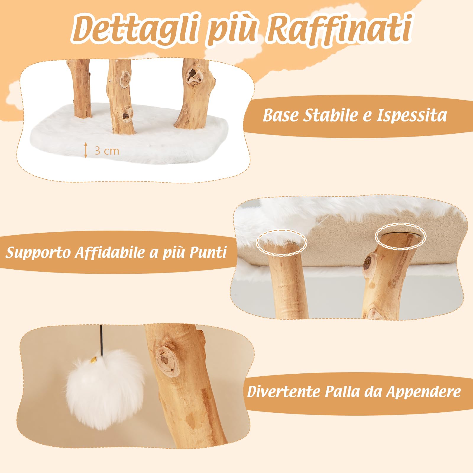 GYMAX Tiragraffi per Gatti, 59 x 49 x 110 cm, Sisal, in Legno Massiccio, Ideale per Gatti Adulti (Stile 3)