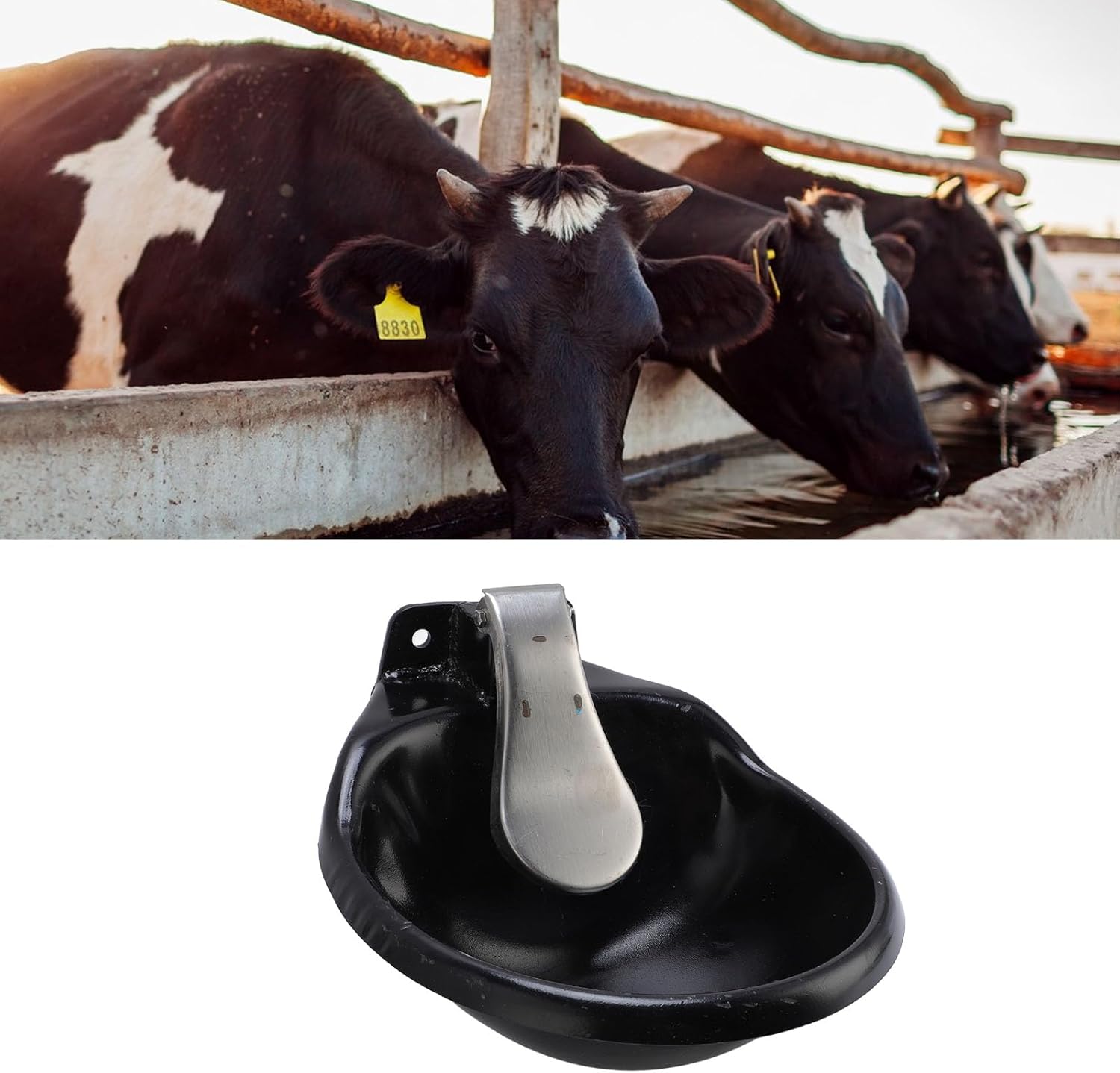 Automatic Livestock Waterer Bowl, Stainless Steel Large Capacity Drinking Water Fountain, Animal Water Trough Dispenser for Dog Horse Goat Pig Cow Cattle Sheep