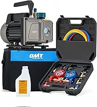 Orion Motor Tech 3.5 cfm Vacuum Pump for Air Conditioners with Pressure Gauge Set 186W Vacuum Pump with 3 Hose Adapters and Accessories for R134a R12 R22 R502 Vacuum A/C Pump for HVAC Systems