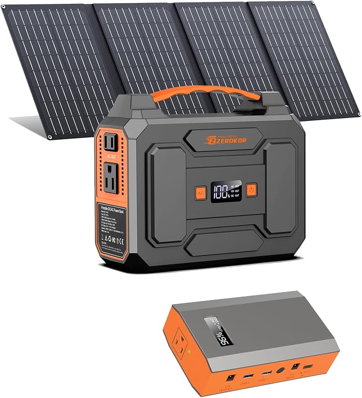 Portable Solar Power Station Generator 100W,Portable Power Bank 65W with 110V AC Outlet with 40W Foldable Solar Panel for Laptop Smart Devices Outdoor Tent Camping Backup