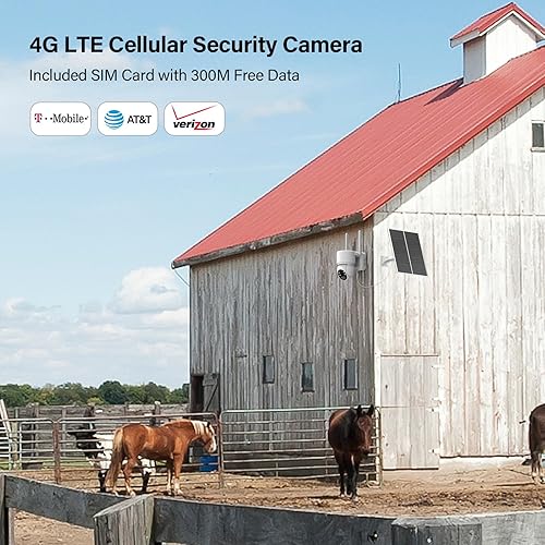 Miniatura 2 de SEHMUA Cámara de seguridad celular 4G LTE al aire libre con tarjeta SIM, panorámica inclinación 360 View 2K sin WiFi cámara de seguridad alimentada