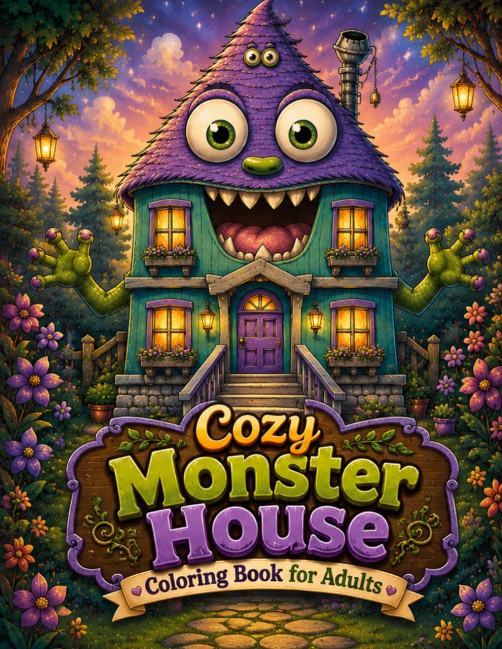 Cozy Monster House Coloring Book for Adults: A Whimsical Collection of 100 Charming Monster Homes
