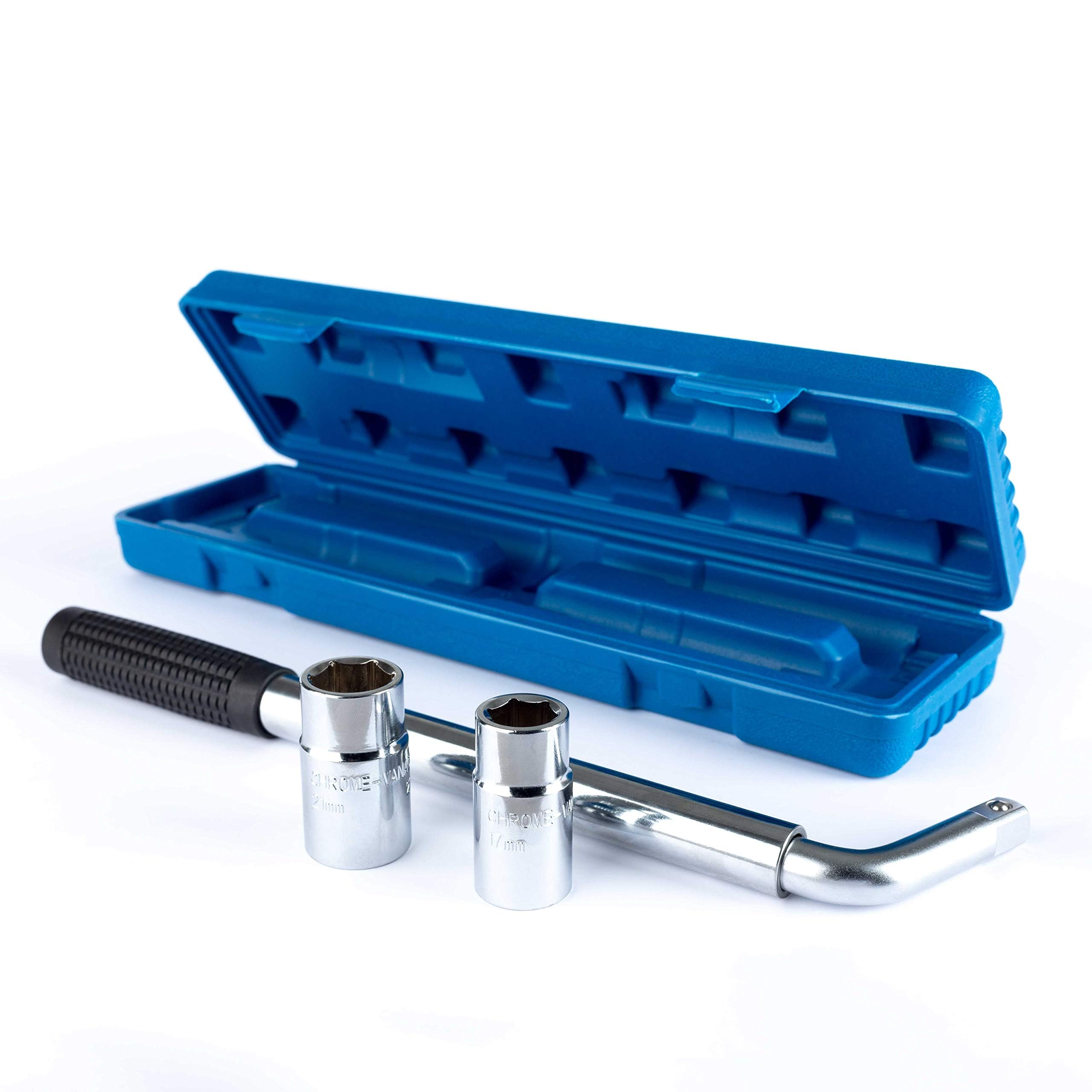 Rybo Travel Emergency Breakdown Multifitment (17Mm, 19Mm, 21Mm & 23Mm) Extending Telescopic Wheel Brace Wrench Including Long Lasting Protective Case