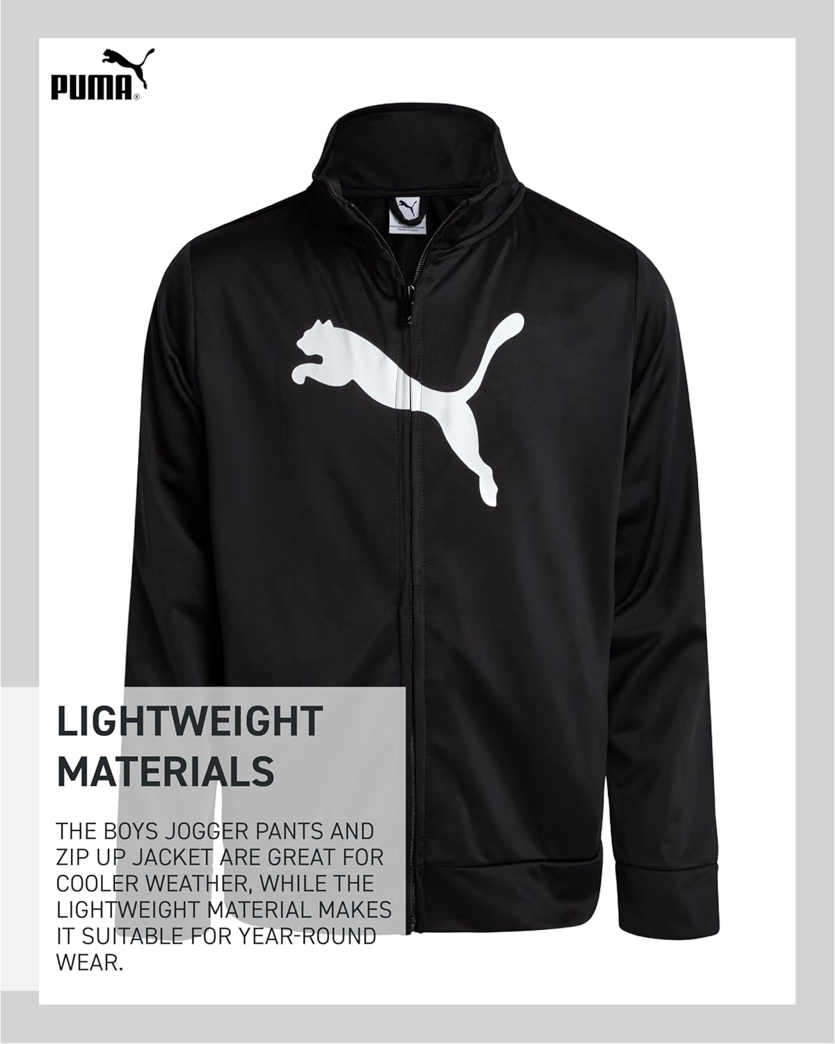 PUMA Boys Pants Set - 2 Piece Tricot Athletic Zip Up Jacket Sweatshirt and Active Jogger Pants - Boys Activewear Set (8-16) - Image 4