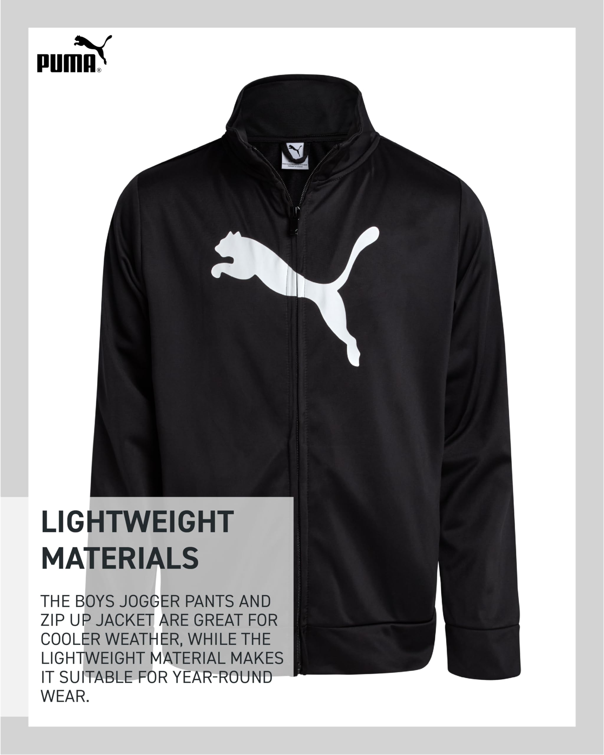 PUMA Set di 2 pantaloni da ragazzo, giacca sportiva con cerniera, felpa e pantaloni da jogging attivi, set sportivo per ragazzi (8-16)
