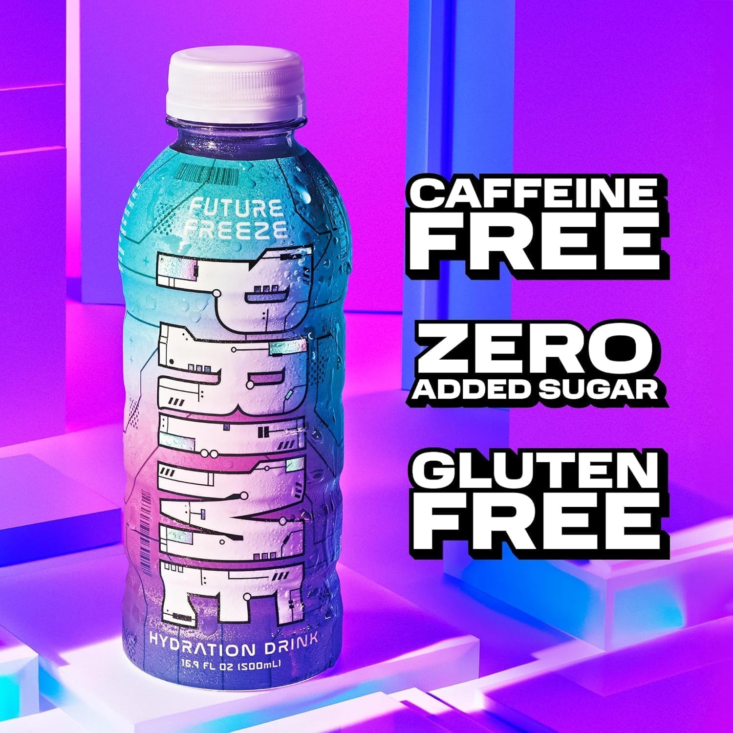 PRIME Hydration Drink, Future Freeze, 16.9 FL oz 500ml (Product Of USA) With 1 Unit Flavourito Kunafa Chocolate 20g Free From DECADENT 4