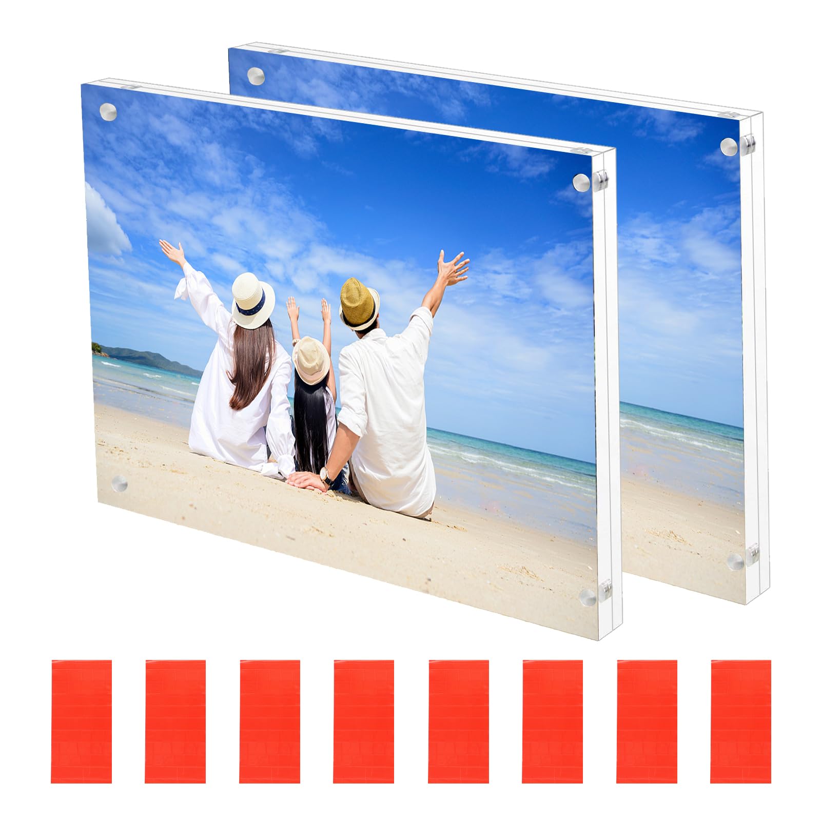 Cadre Photo Magnétique En Acrylique Transparent HIIMIEI - 15x20 Cm, Double Face, Autoportant, Protection UV