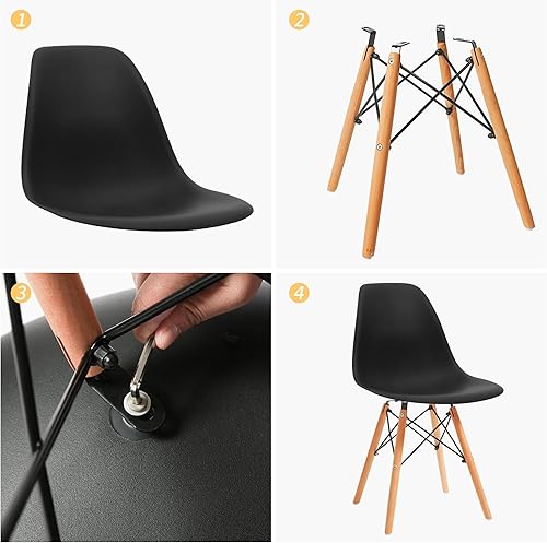 Miniatura 6 de Silla de comedor moderna de mediados de siglo CangLong, silla DSW de plástico con patas de madera natural para la cocina, comedor, habitación o sala