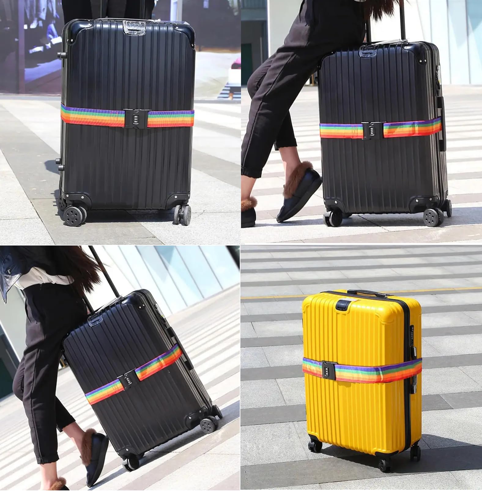 Dayalu Luggage Strap for Suitcases, Trolleys and All Kind of Luggages, Protect Your Luggage (4 Pcs, Lock) 2