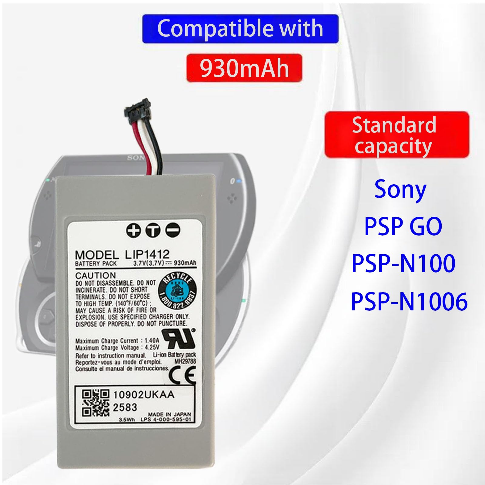 LIP1412 - Batteria di ricambio compatibile con So-ny PSP GO PSP-N100 PSP-N1006