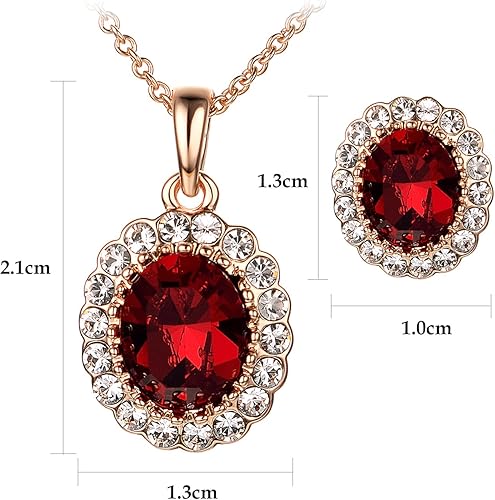 Miniatura 2 de Yoursfs - Juego de joyas de oro rojo para mujer chapado en oro de 18 quilates collar de rubí y pendientes vintage