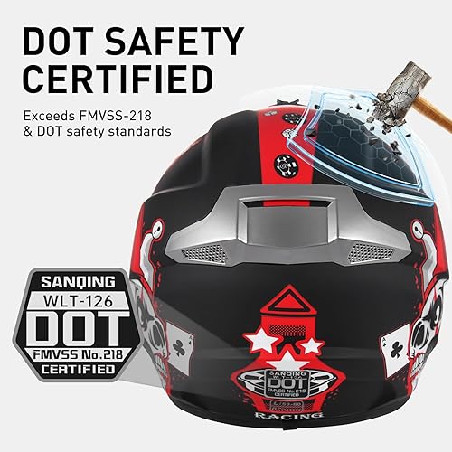 Miniatura 2 de SPARK - Casco juvenil certificado por el DOT para motocross y bicicletas todoterreno, de cara completa, ligero y transpirable para bicicletas