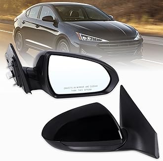 Right Passenger Side Mirror Compatible With 2017 2018 2019 2020 Hyundai Elantra With Manual Folding Power Glass Black Replace#87620F3050(3Pins)