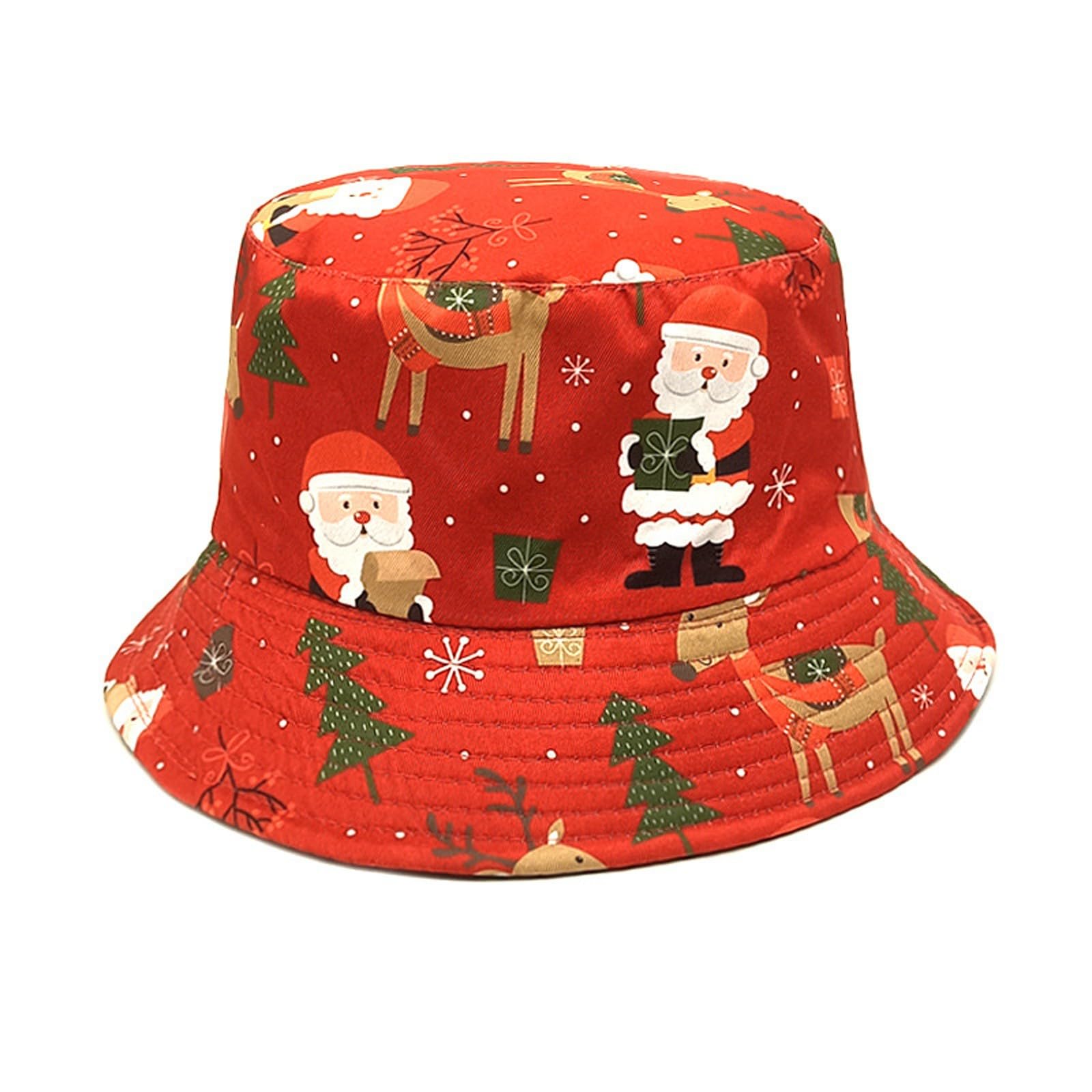 Generic Sombrero de pescador de Alemania, sombrero de Papá Noel, fawn y muñeco de nieve, sombrero de maceta impreso, sombrero de pescador para hombre y mujer, sombrero de pescador para hombre