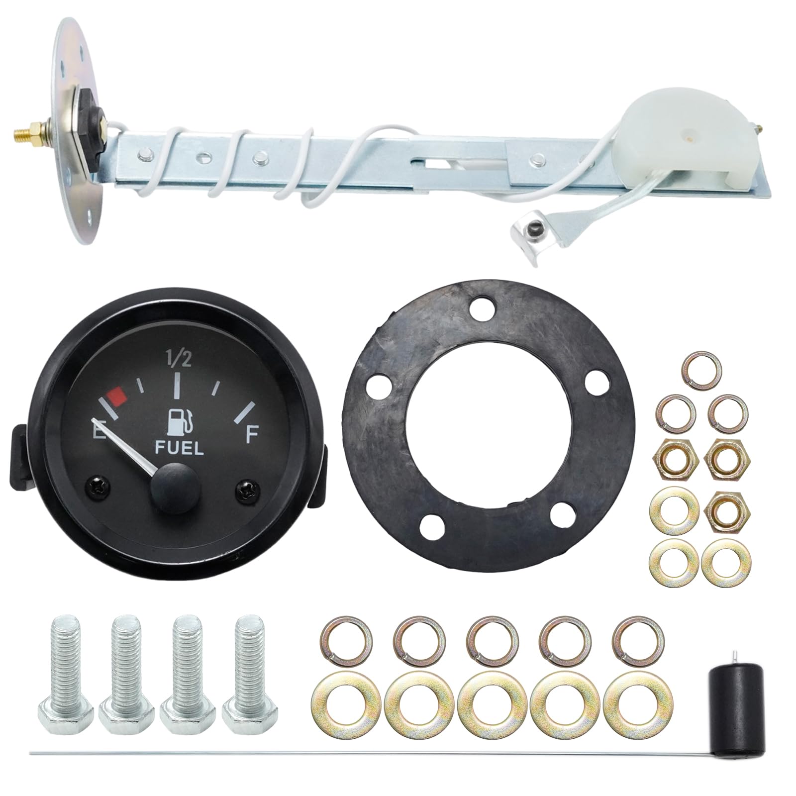 2" 52mm Fuel Level Gauge Universal Car SUV w/Fuel Sensor E-1/2-F Pointer Meter 12V