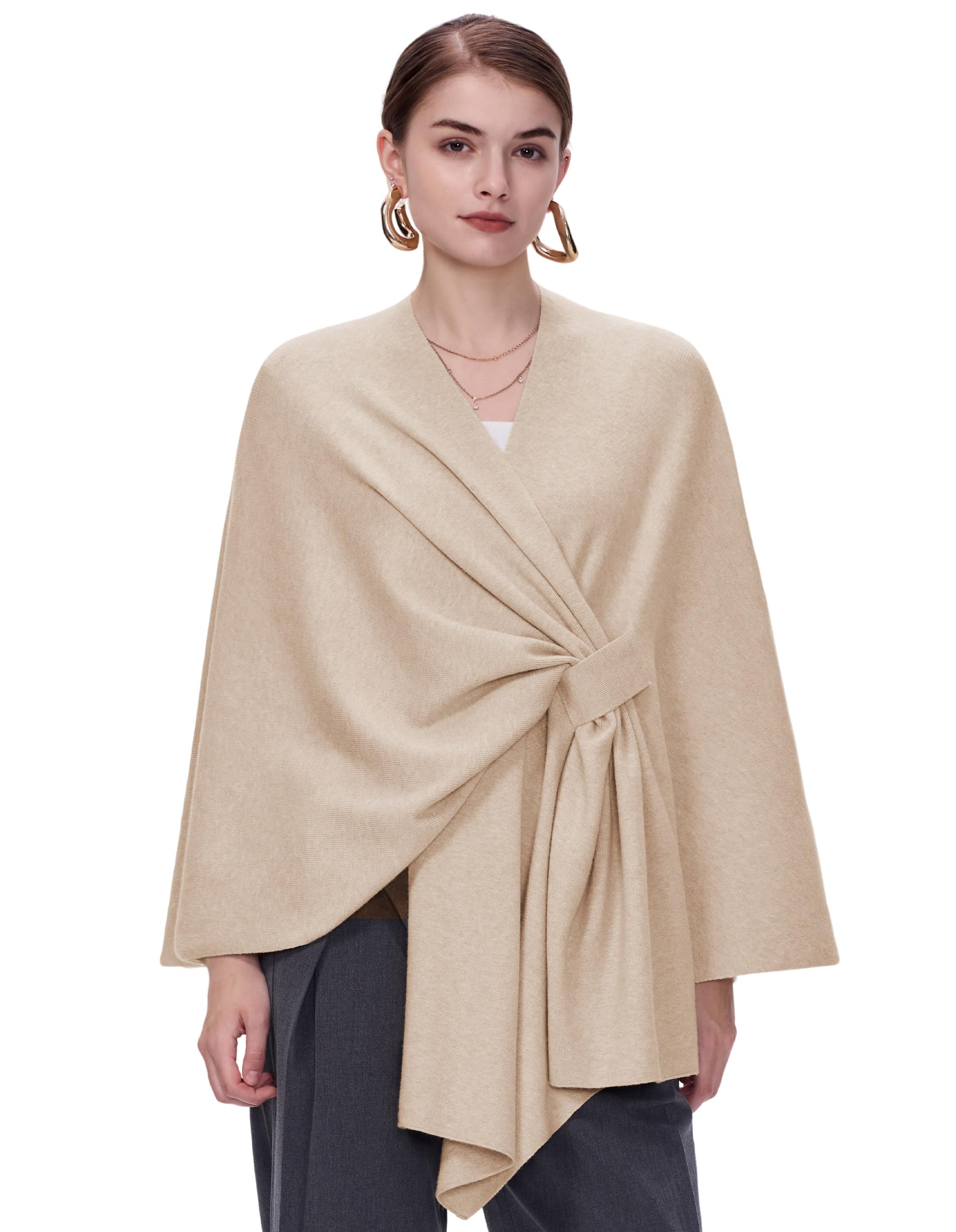 fugreen Shawl Wraps for Women Large Warm Cross Front Poncho Sweater Elegant Wedding Travel Shawls Cape for Fall Winter Spring-picture-23