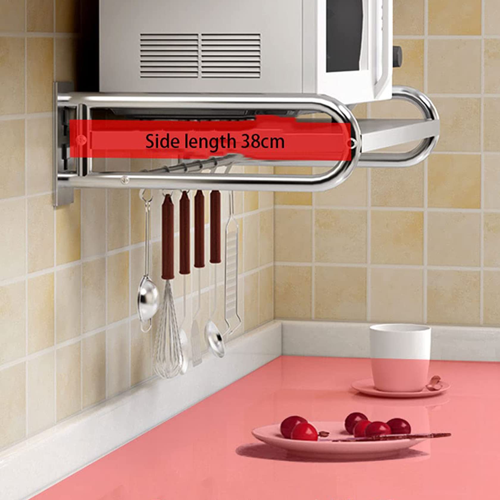 Soporte de tostadora de horno de pared de acero inoxidable con acero inoxidable.