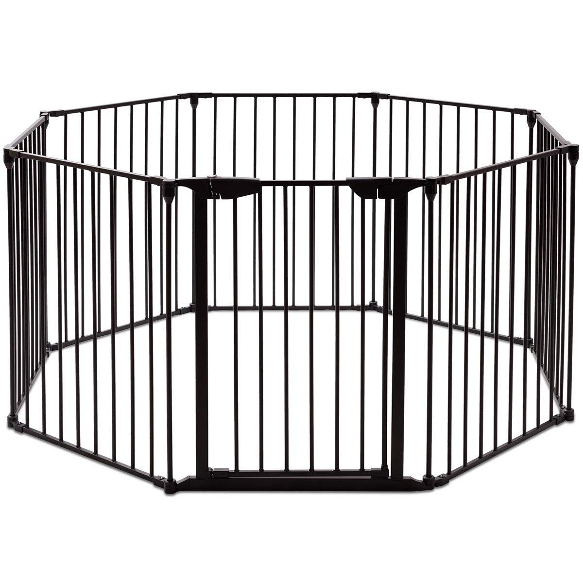 COSTWAY Recinto per Cani da Interno ed Esterno, Recinzione per Animali Domestici con 8 Pannelli in Metallo, Box per Cani e Gatti, 65 x 75 cm (Nero)