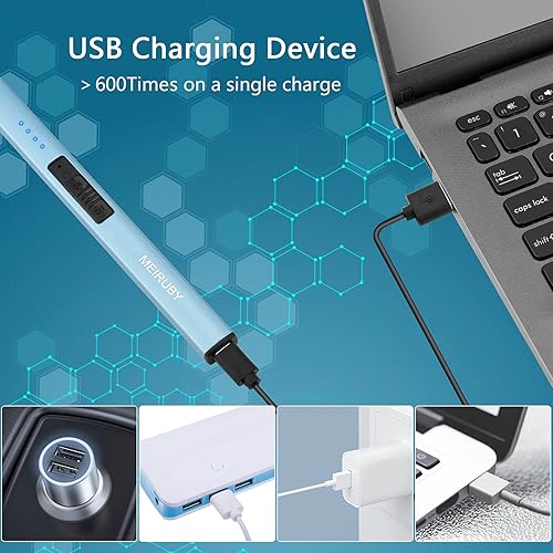 Miniatura 6 de MEIRUBY-Encendedor eléctrico, encendedor de velas recargable USB, encendedor de arco, encendedores para velas, campamento, barbacoa, uso familiar,