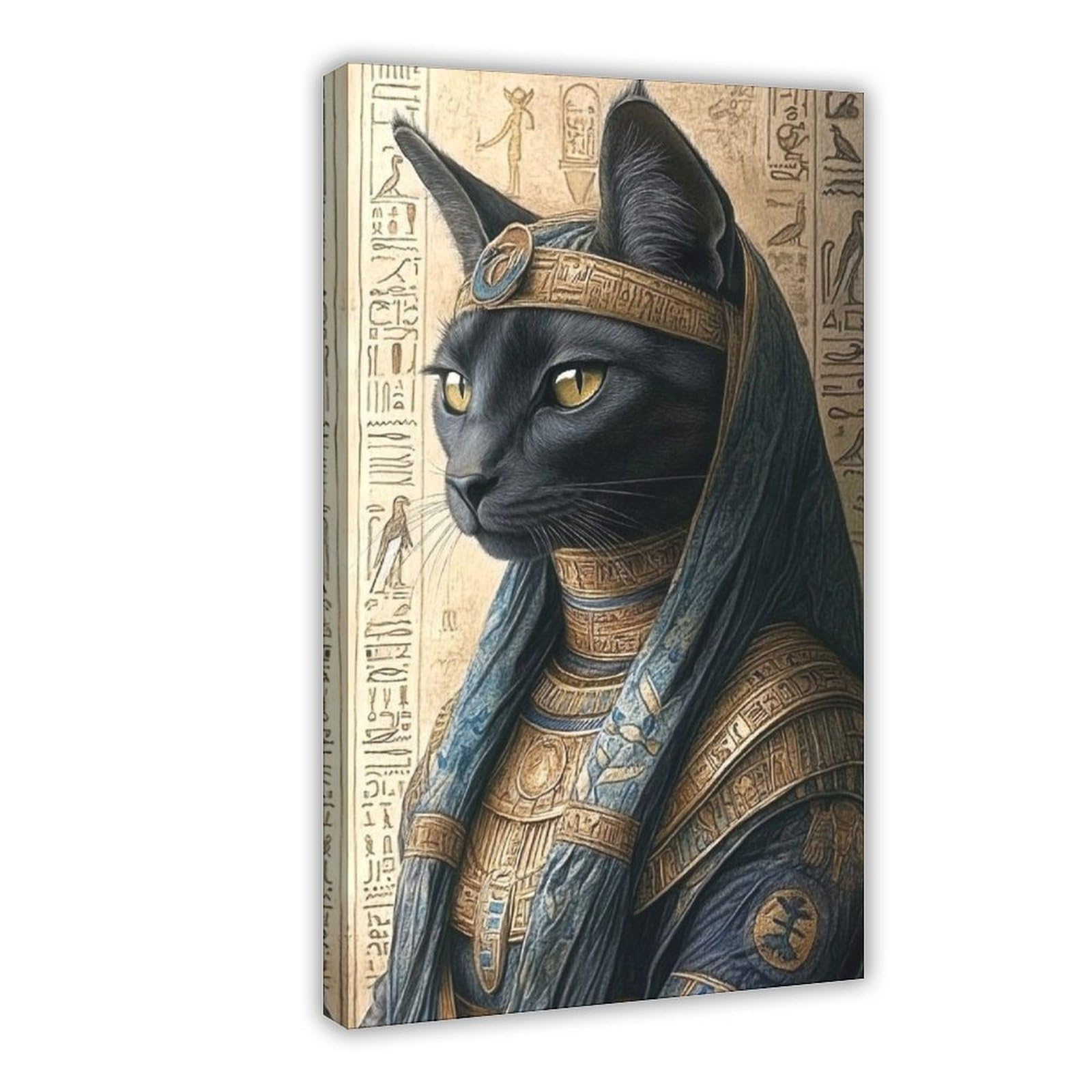 Bareronor Abstract Cat of The Egyptian Royal Family Canvas Poster Bedroom Decor Landscape Office Room Decor Gift 24" L X 36" W