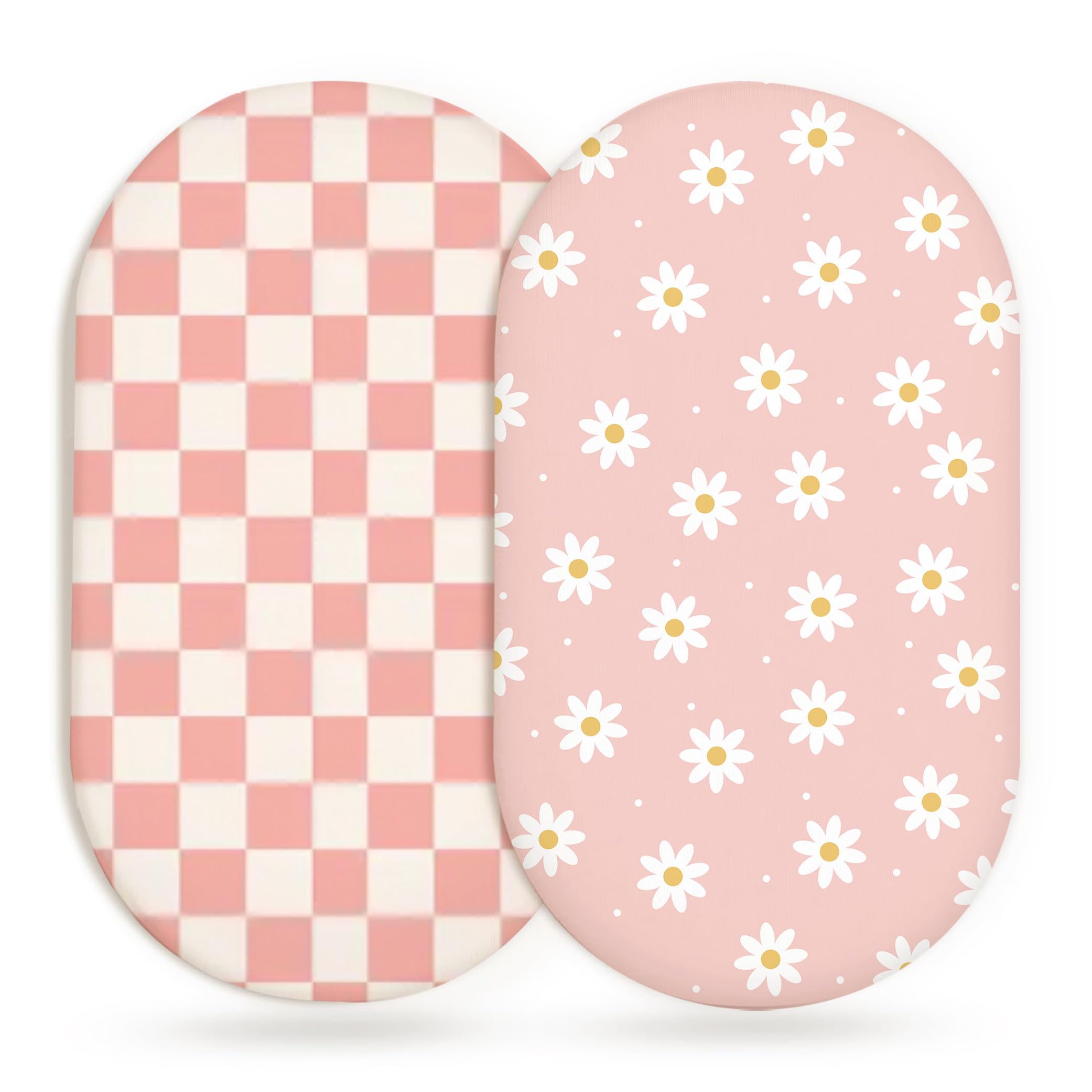Bassinet Sheets, Fitted Baby Mattress Covers, 33" x 17", Rosy Days