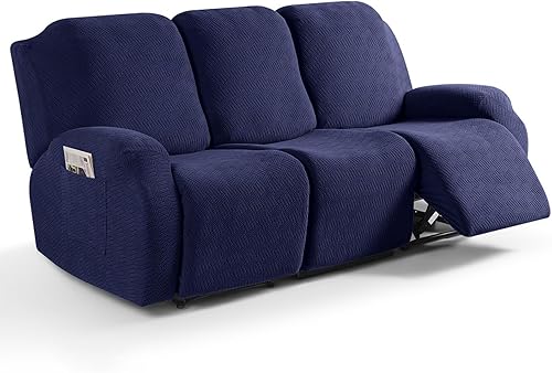 NA - 2 fundas para sofá reclinable, funda elástica para sillón reclinable con bolsillo lateral, fundas de sofá reclinable jacquard elastano, F, 3