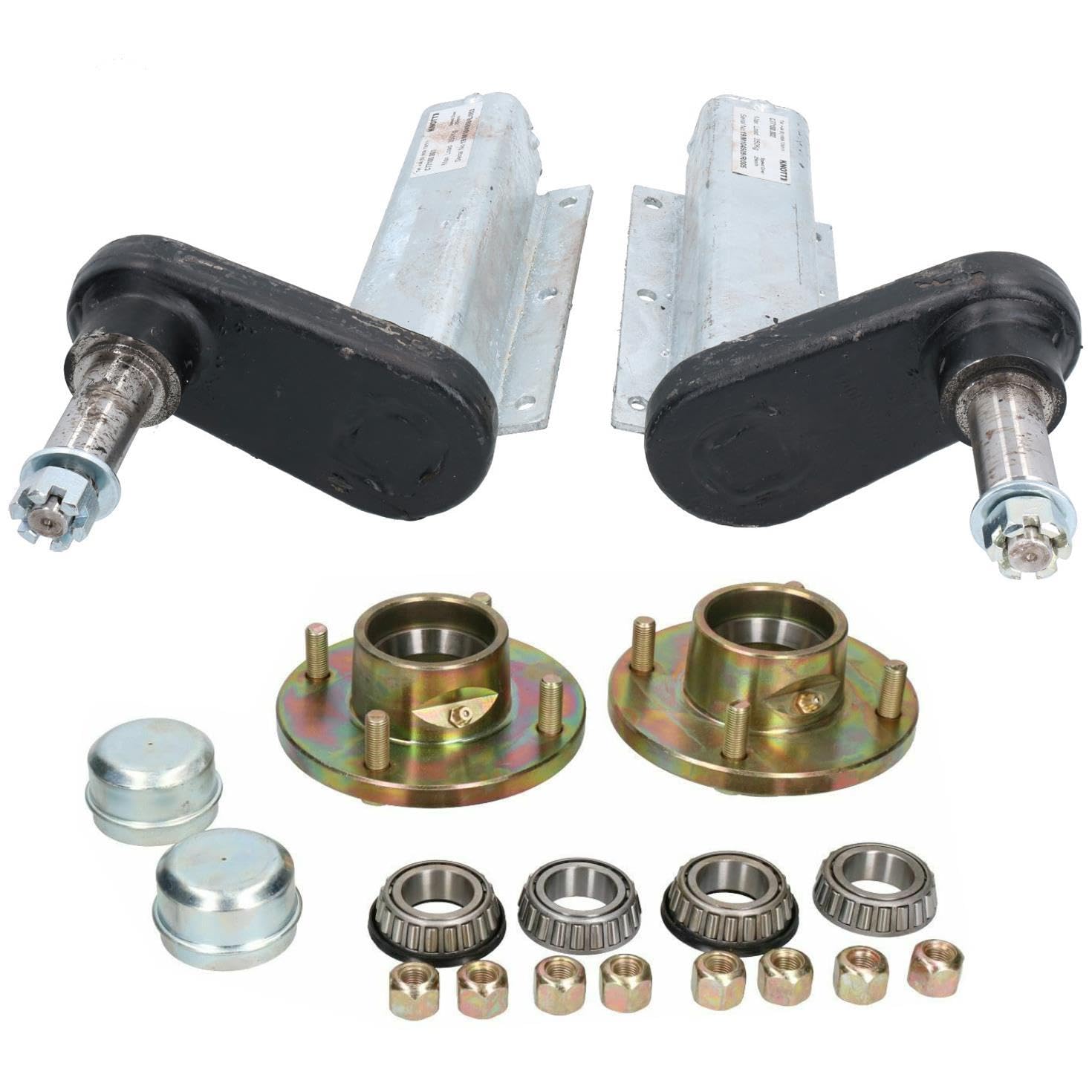 AB Tools 350kg Trailer Suspension Unit (Pair) & Cast Wheel Hub 4" PCD 1" Taper Bearing