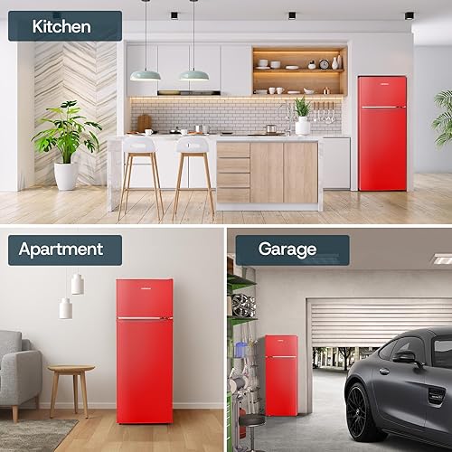 Miniatura 7 de Upstreman Refrigerador de 7.7 pies cúbicos con congelador, refrigerador de doble puerta con termostato ajustable, puerta reversible, refrigerador de