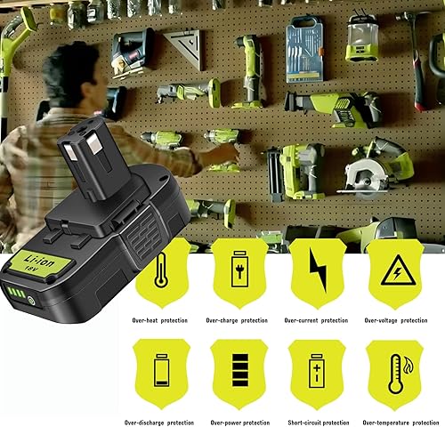 Miniatura 7 de Paquete de 2 baterías y cargador P103 de 3.5Ah de repuesto para Ryobi de 18 V y cargador compatibles con herramientas inalámbricas Ryobi 18V ONE+