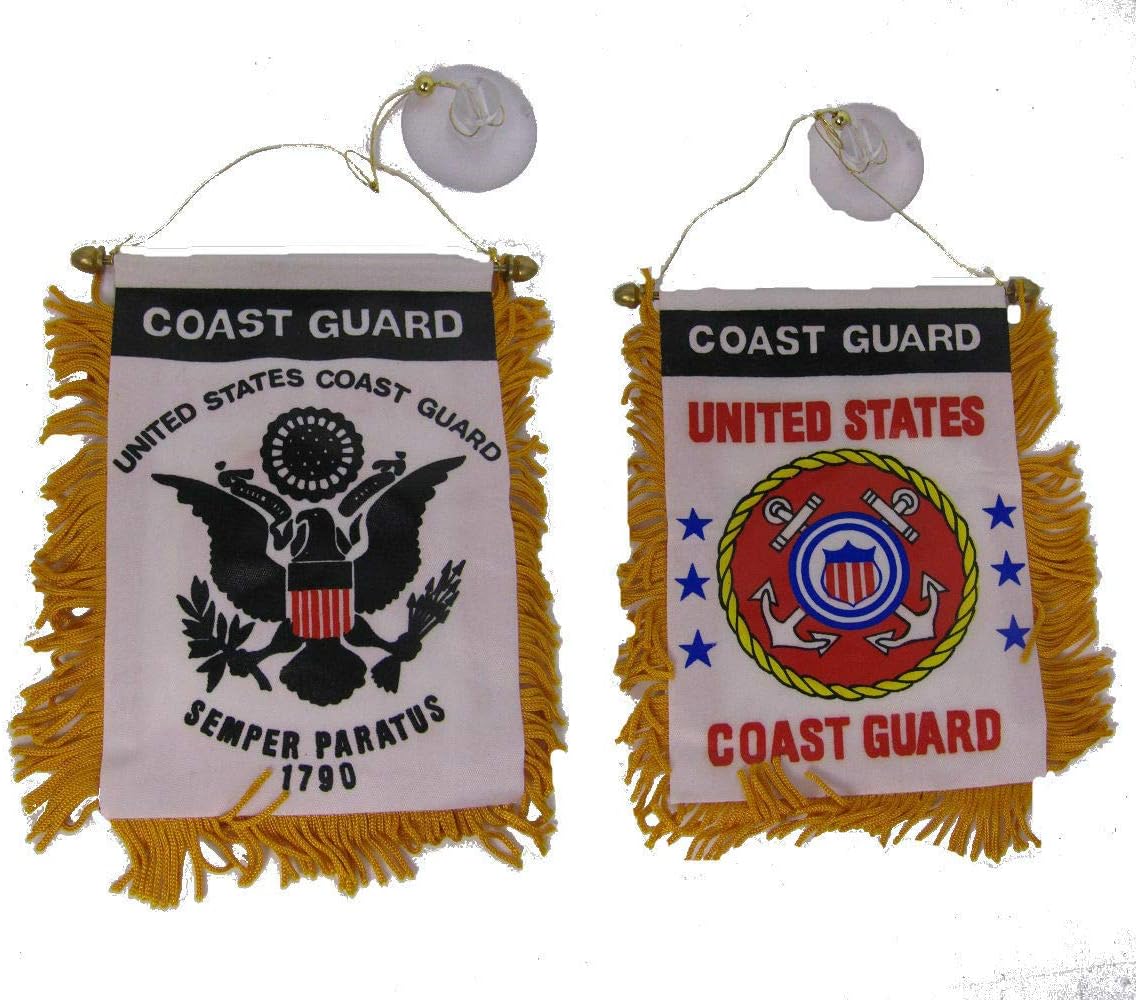 Wholesale Lot of 12 United States Coast Guard Semper Paratus 1790 4"x6" Mini Banner Window Flag With Suction Cup