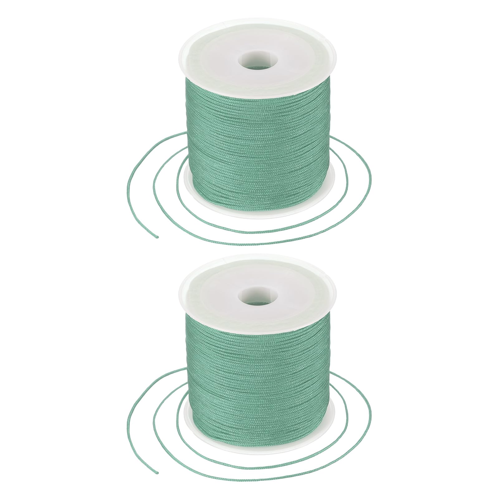 sourcing map 2 Pcs 0.8mm Nylon String for Bracelets, 44 Yards Satin Nylon Beading Thread Chinese Knotting Cord for Jewelry Making DIY Craft Beading Friendship Necklace Bracelet(Peacock Green)