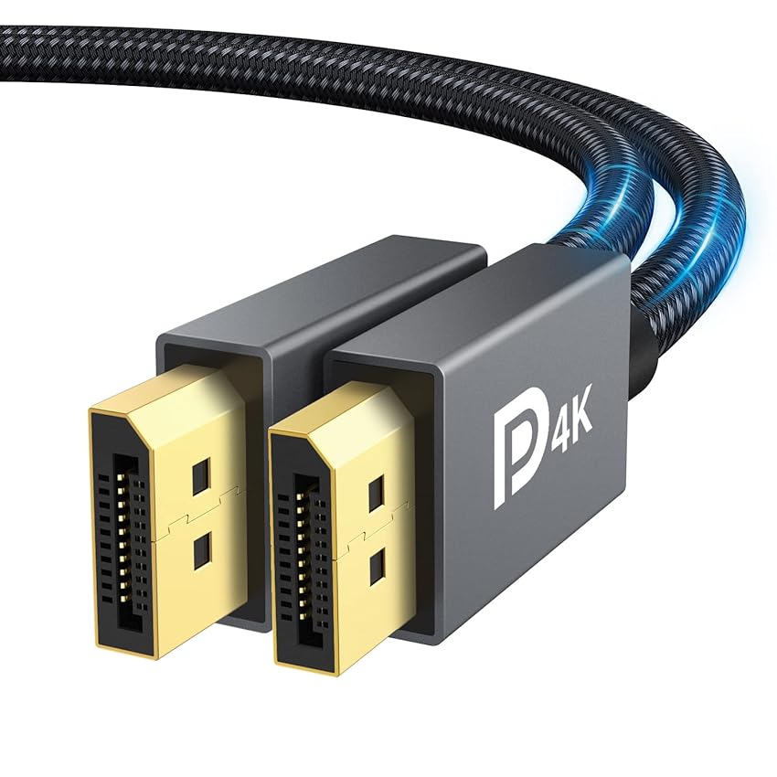 Immagine del prodotto IVANKY 4K Cavo DisplayPort 2m, (VESA) 4K@60Hz, 2K@165Hz, 2K@144Hz Display Port Cavo alta velocità per PC, Laptop, TV, Gaming – Nylon Intrecciato, Protezione in Alluminio Sottile