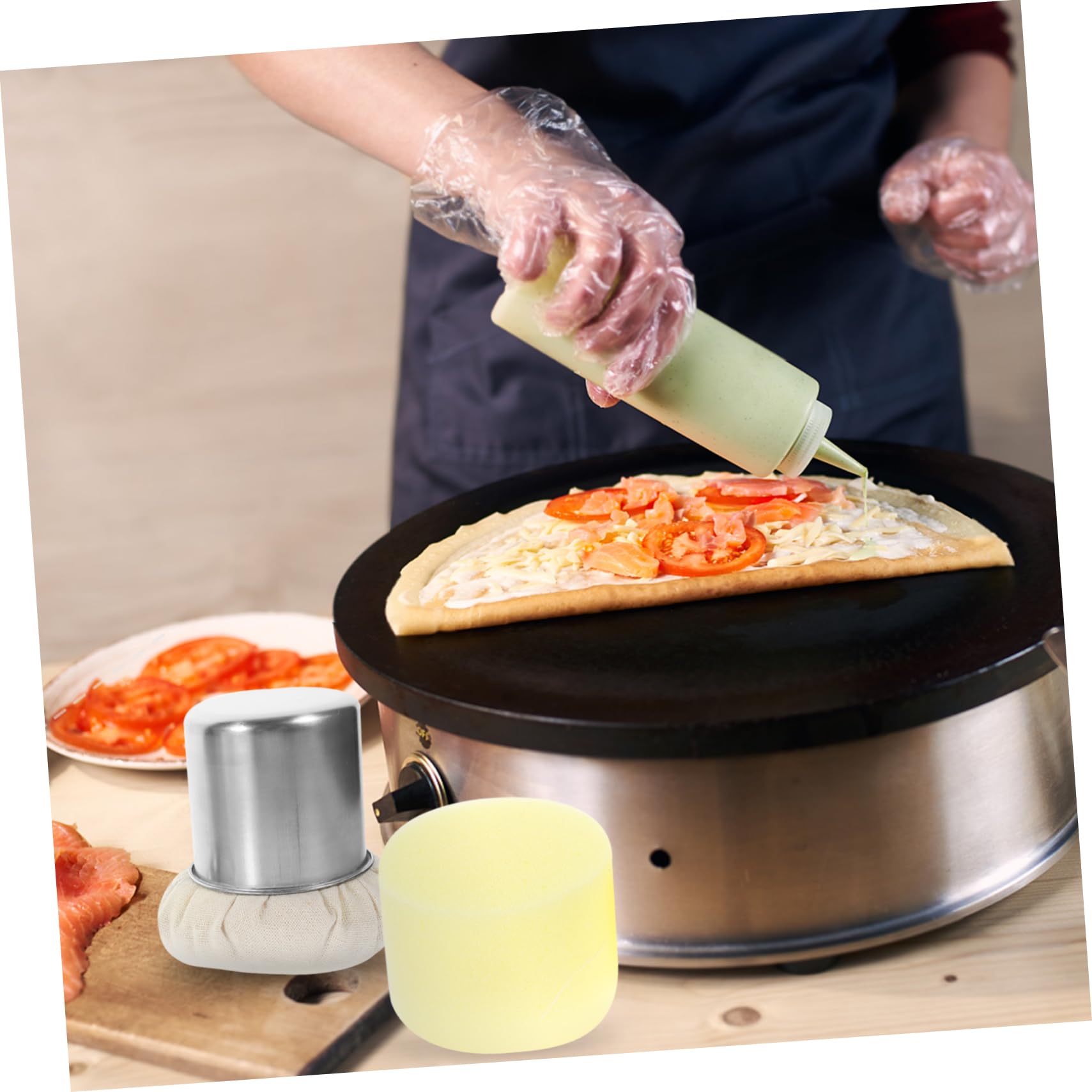 Brocha de Aceite para Cocina y Barbacoa Mango de Acero Inoxidable y Esponja, Adecuado para Esparcir Aceite Uniformemente en Pancakes y Asados Color Aleatorio