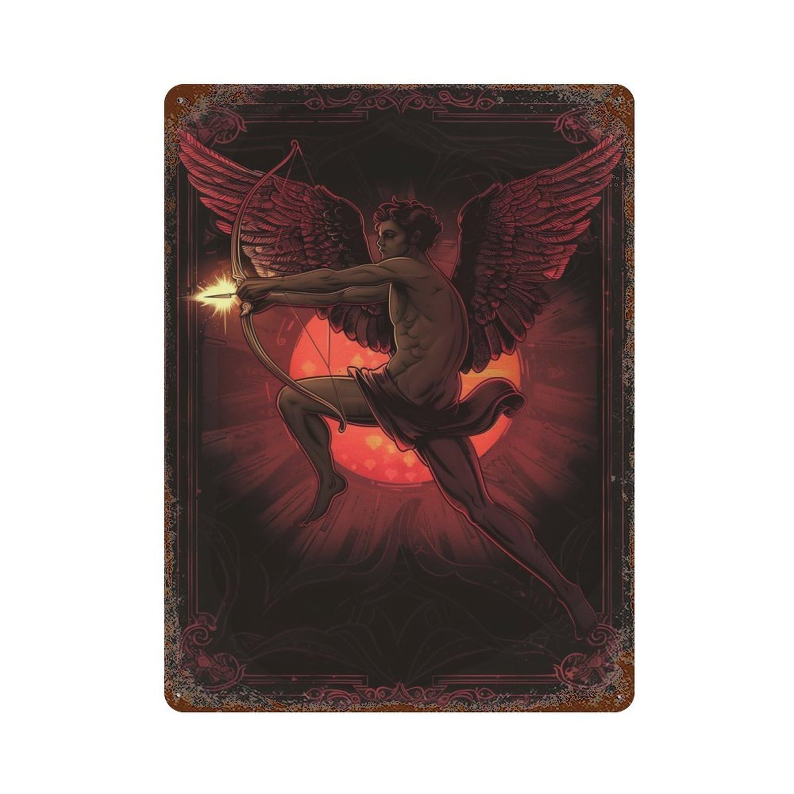 Red Cupid Retro Metal Sign 15.7"x11.8", for Pub, Kitchen And Man Cave Decor, Industrial Home Decor