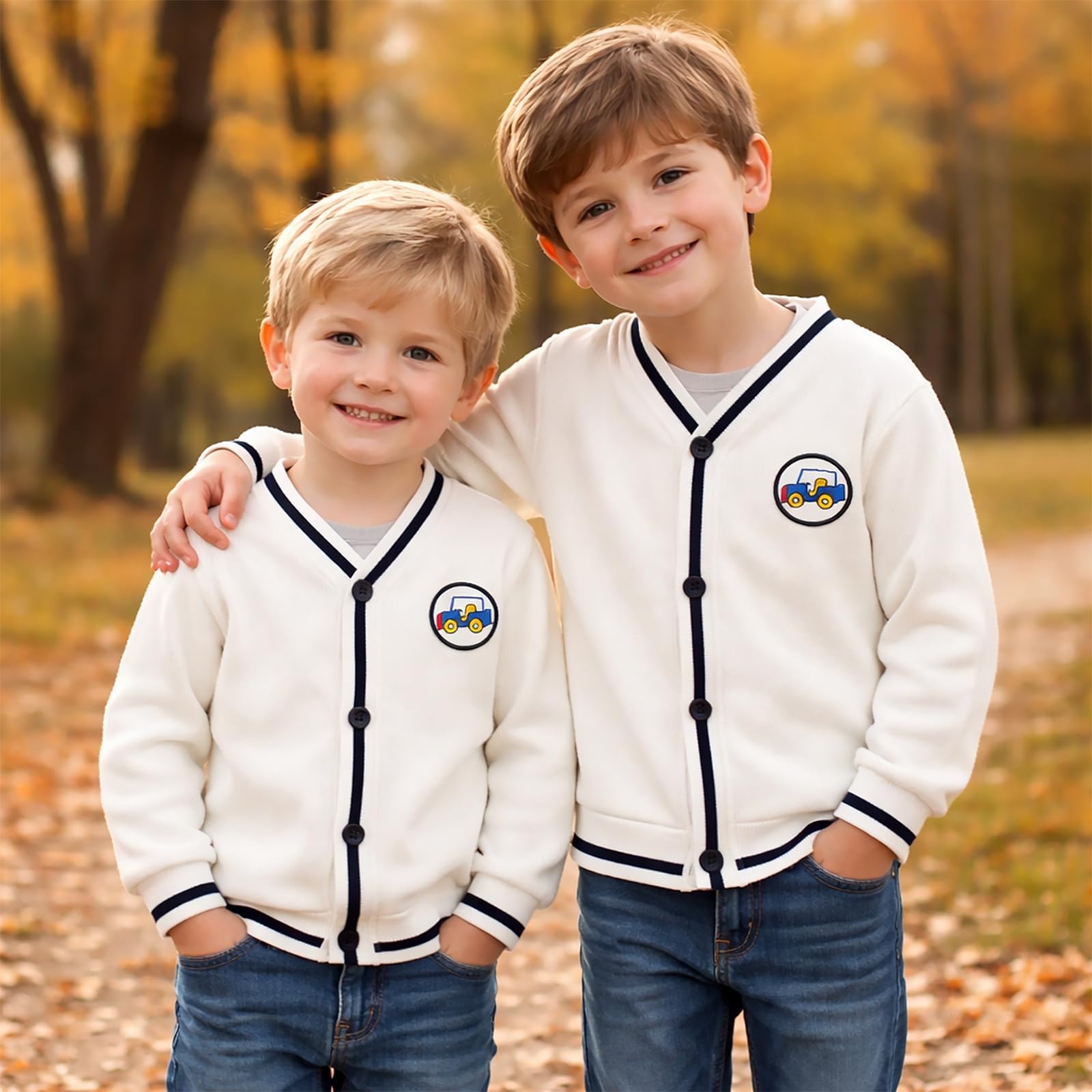Kunyeah Baby Junge Langarm Strickjacke Kleinkind V-Ausschnitt Oberbekleidung Kleinkind Herbst Winter Mantel Junge Strickjacke Pullover für 2-8 Jahre