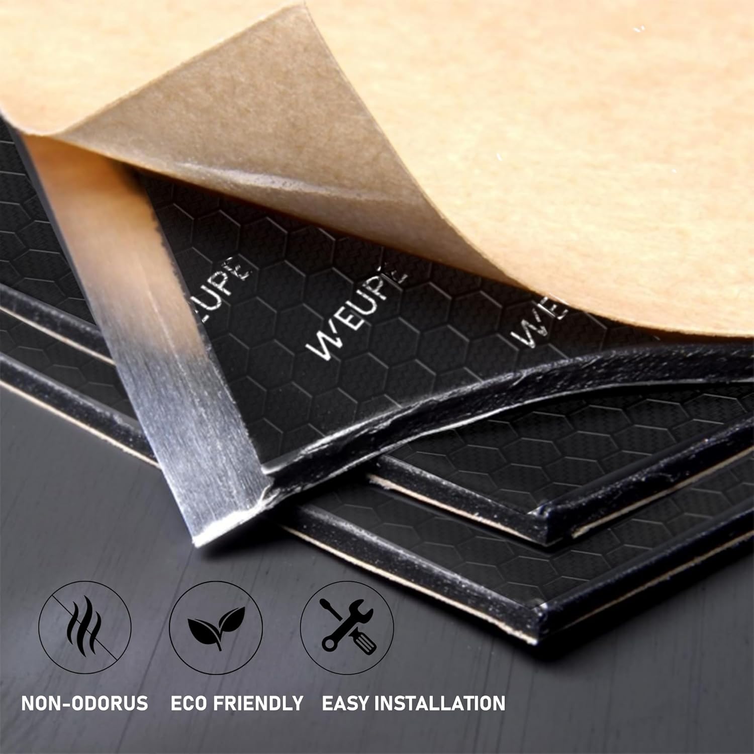 Sound Deadening Mat for Cars, 80 mil 10 sqft, Butyl Automotive Sound Deadener, Noise Insulation Dampening Material for Car Trunk, Speaker, Door, Floor and Ceiling, Black