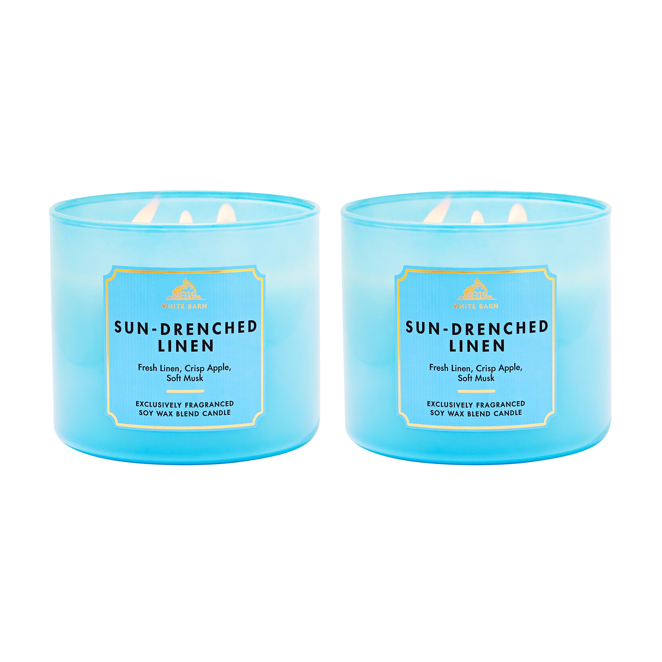 Bath &amp; Body Works 3-Wick Candle, Sun-Drenched Linen, Soy Wax Blend, 2 Pack