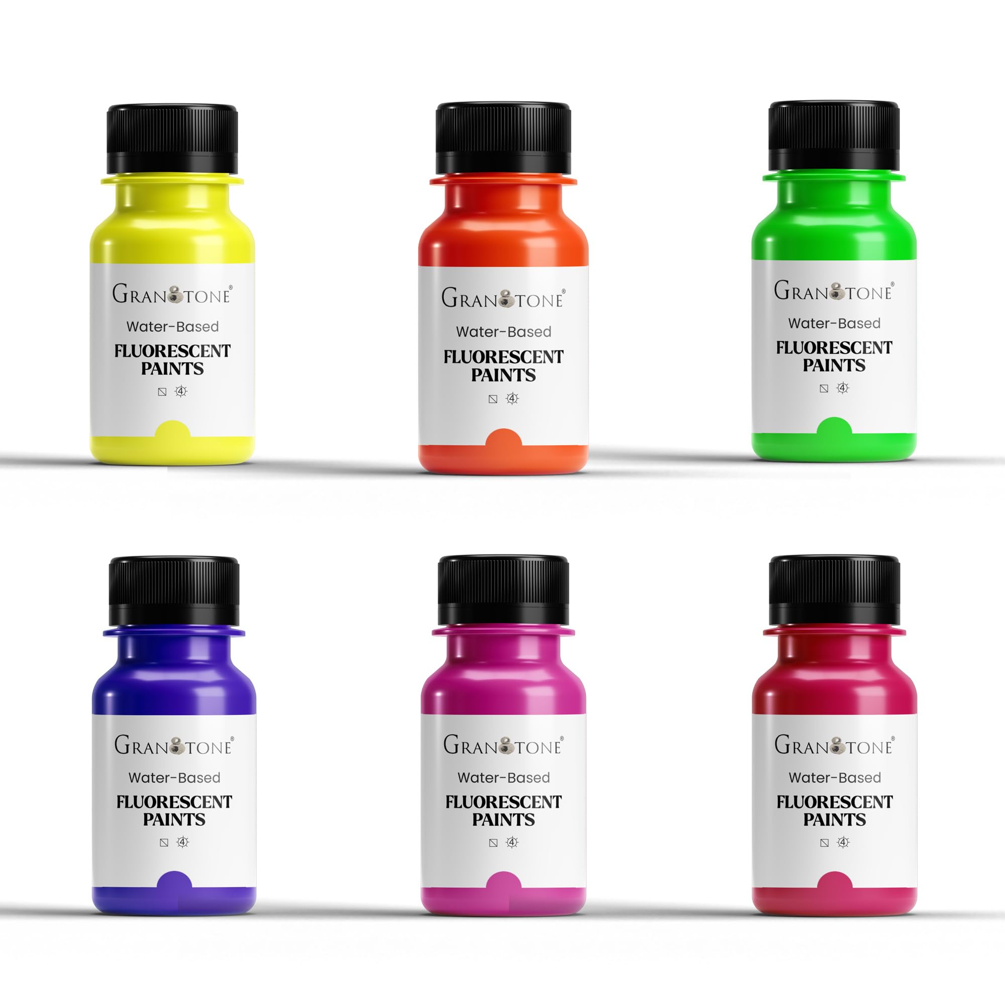 GRANOTONE Fluorescent Acrylic Paint Set 6 x 50g Neon Colours