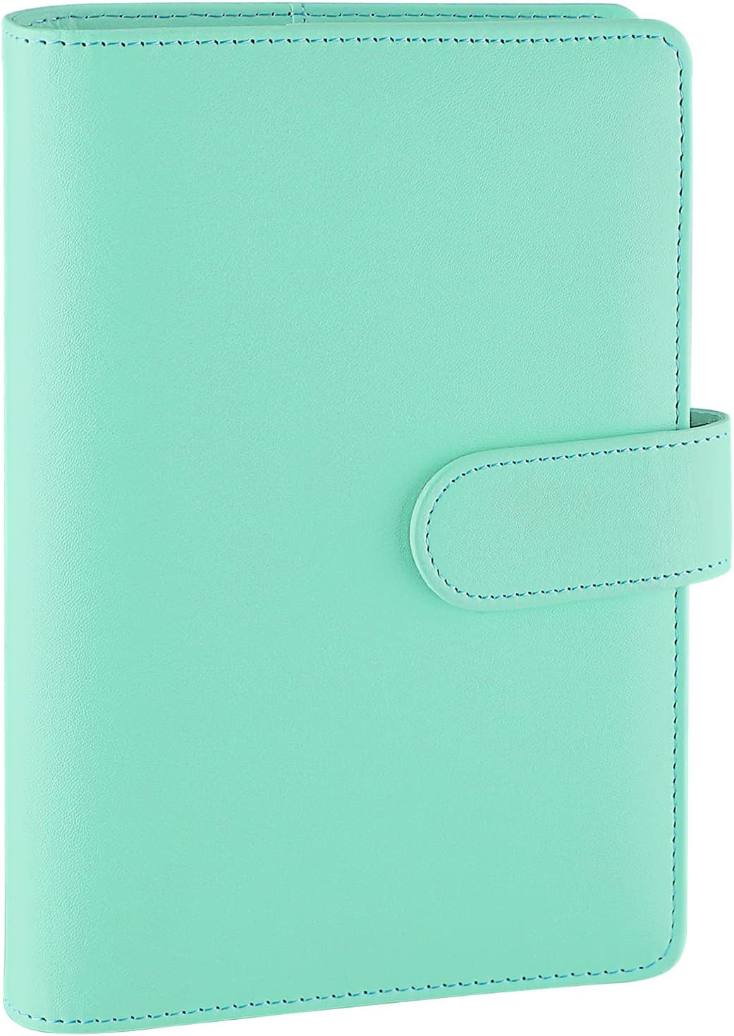 A6 Binder 6 Ring Refillable Notebook Planner for A6 Refill Paper, PU Leather Loose Leaf Personal Budget Planner Money Organizer Cash Stuffing Binder with Magnetic Buckle Closure, Light Green
